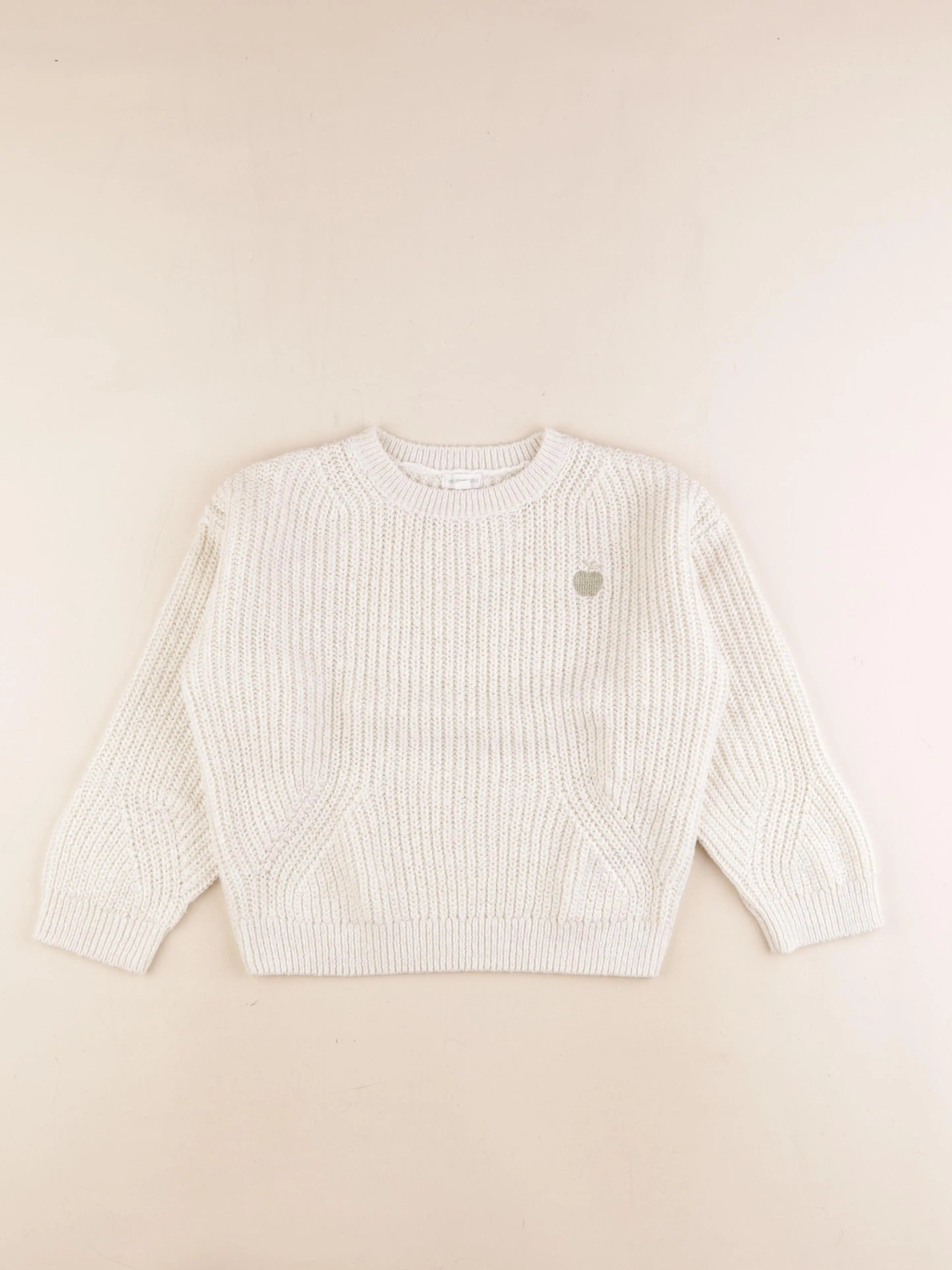 Vertbaudet - pull beige, argent - 8 ans