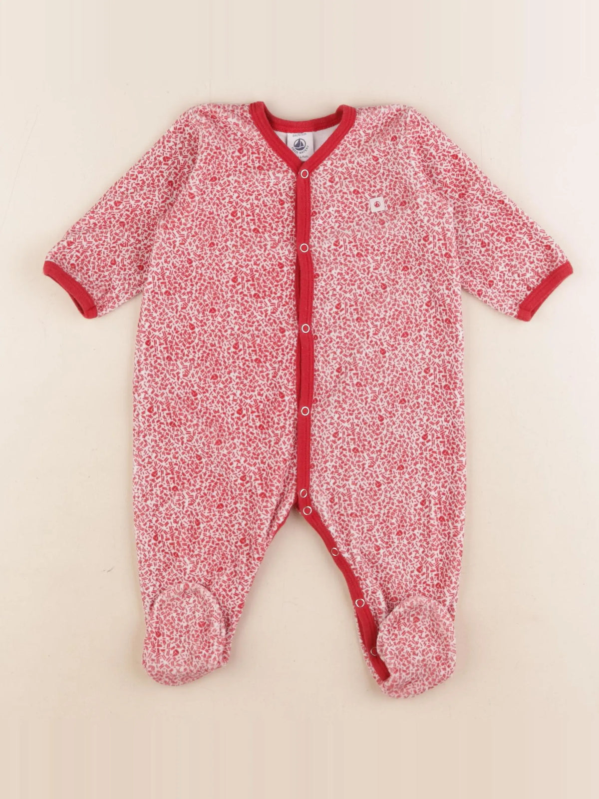 Petit Bateau - pyjama velours rouge - 6 mois