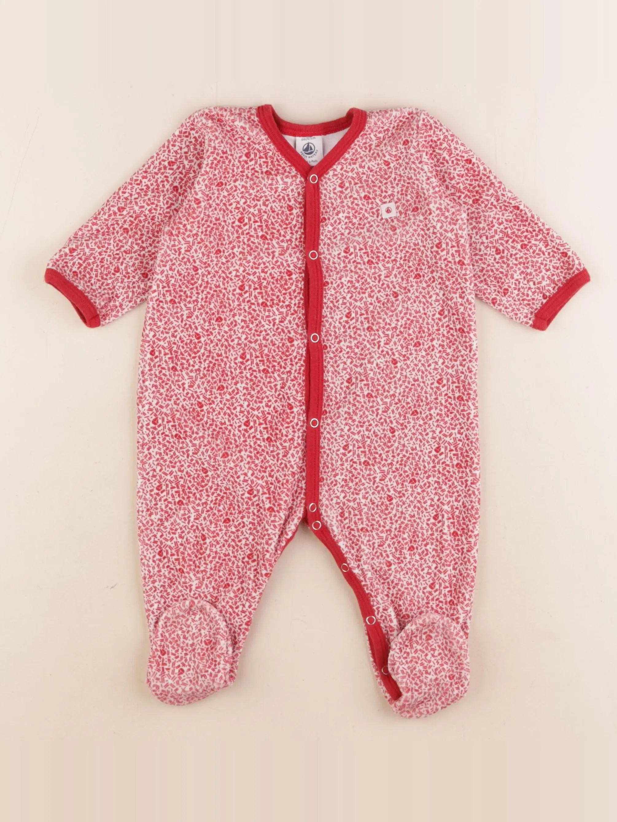 Petit Bateau - pyjama velours rouge - 6 mois