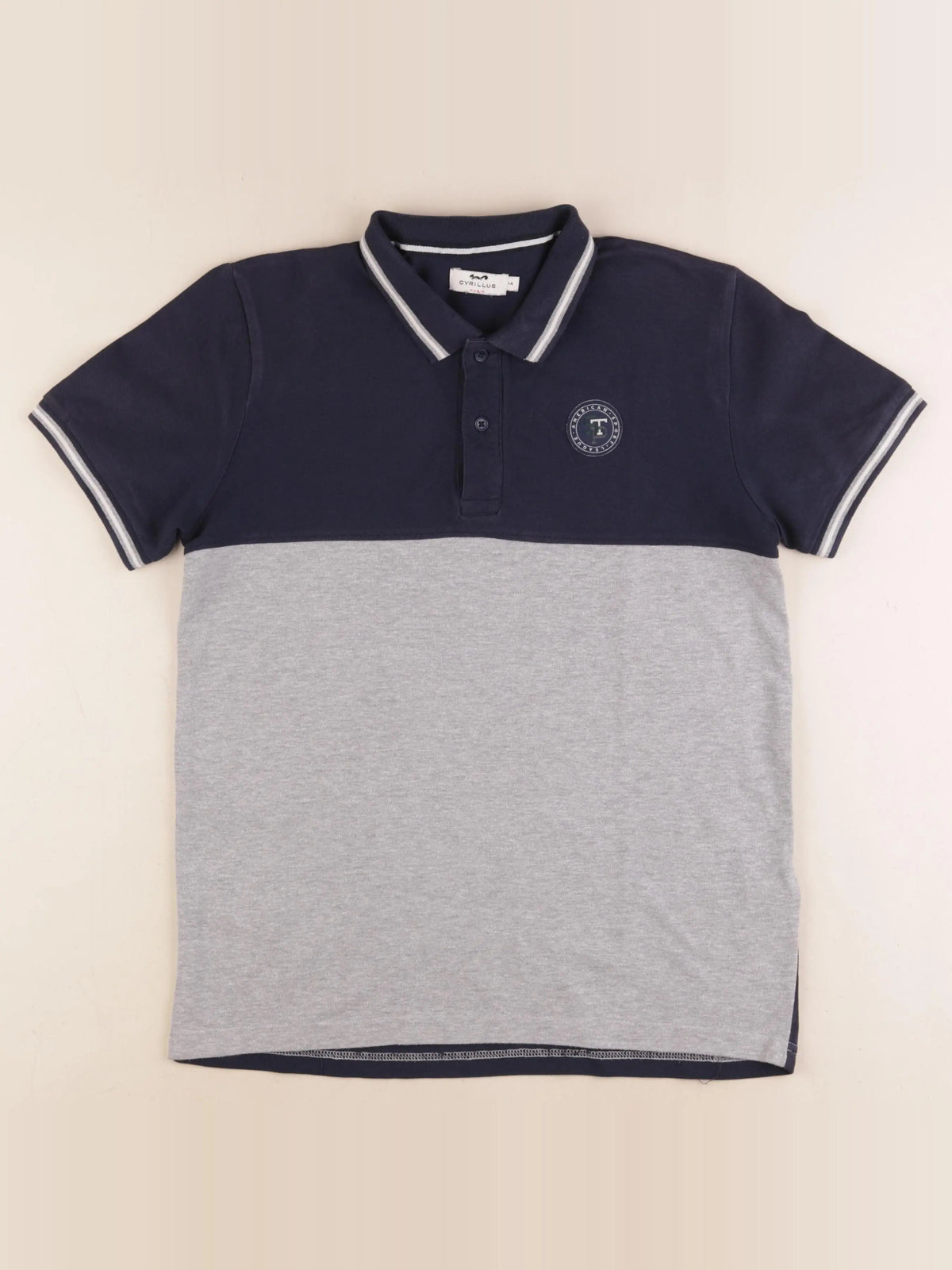 Cyrillus - polo bleu, gris - 14 ans