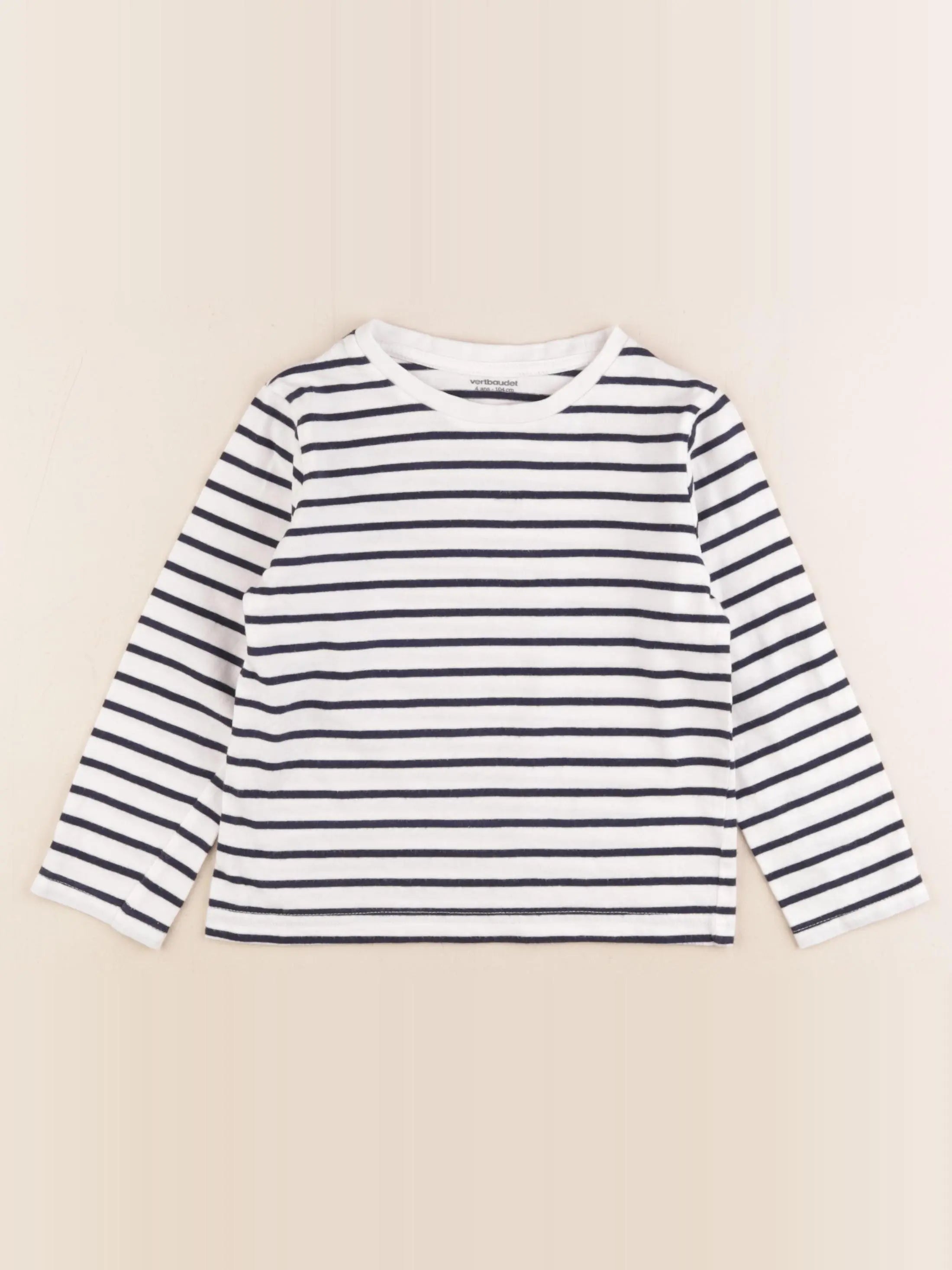 Vertbaudet - tee-shirt blanc, bleu - 4 ans