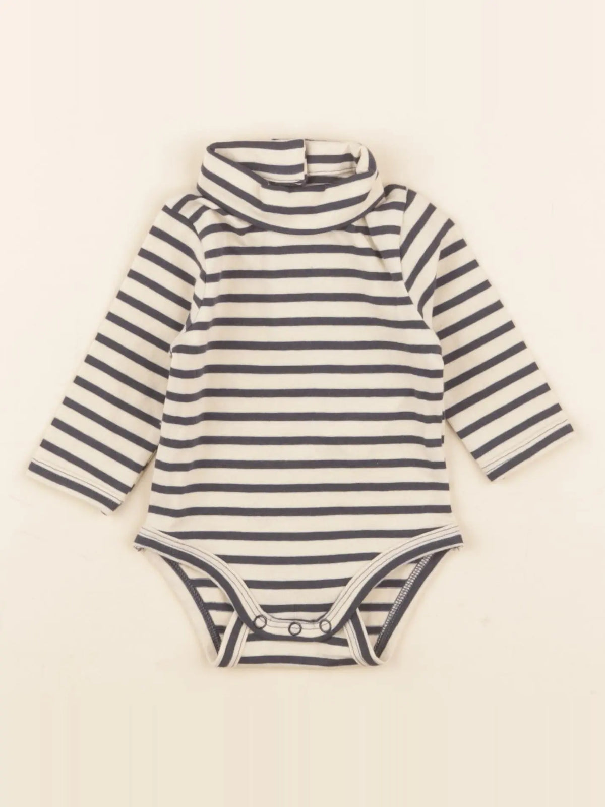 Vertbaudet - body à col bleu, beige - 1 mois