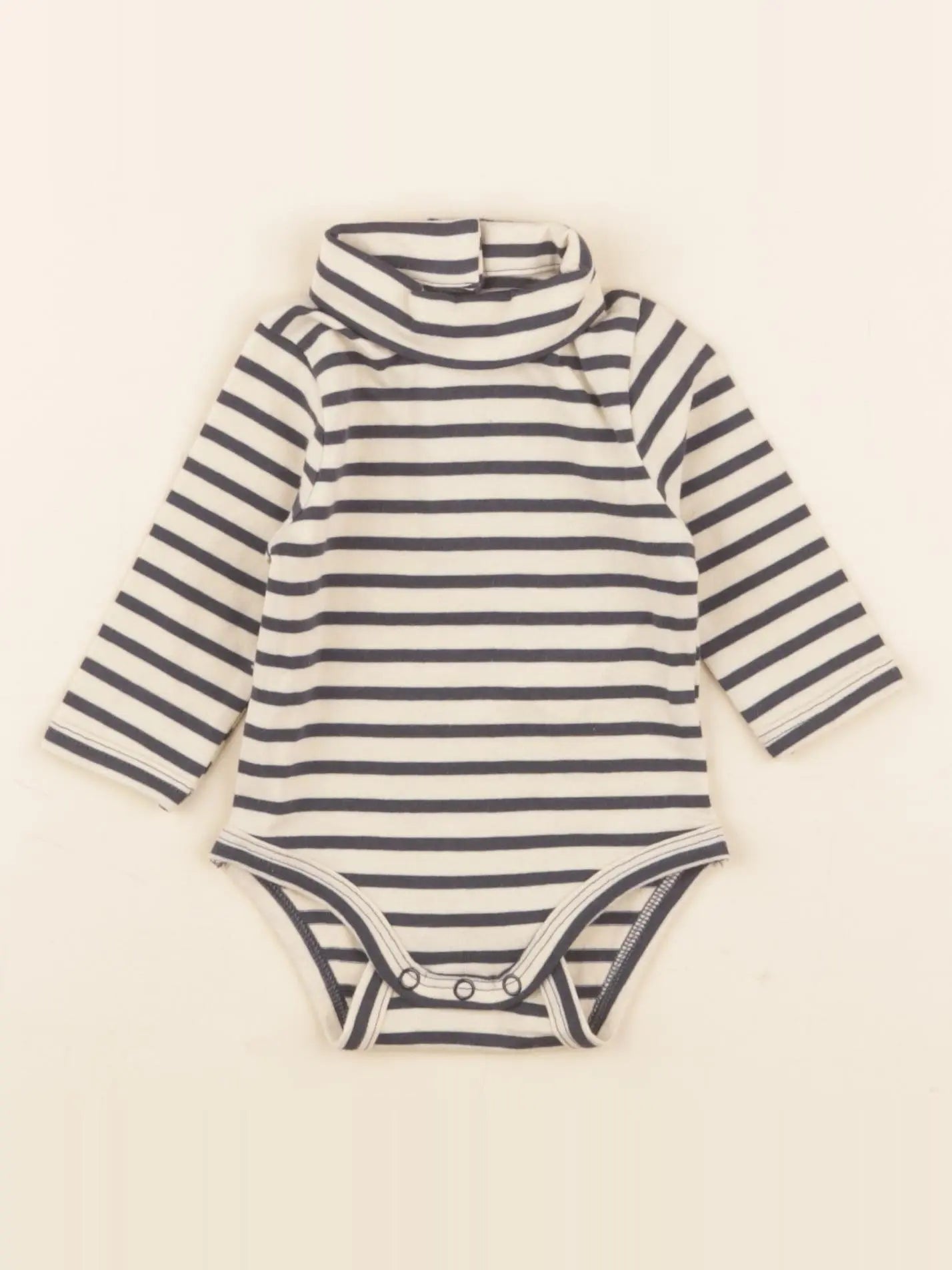 Vertbaudet - body à col bleu, beige - 1 mois