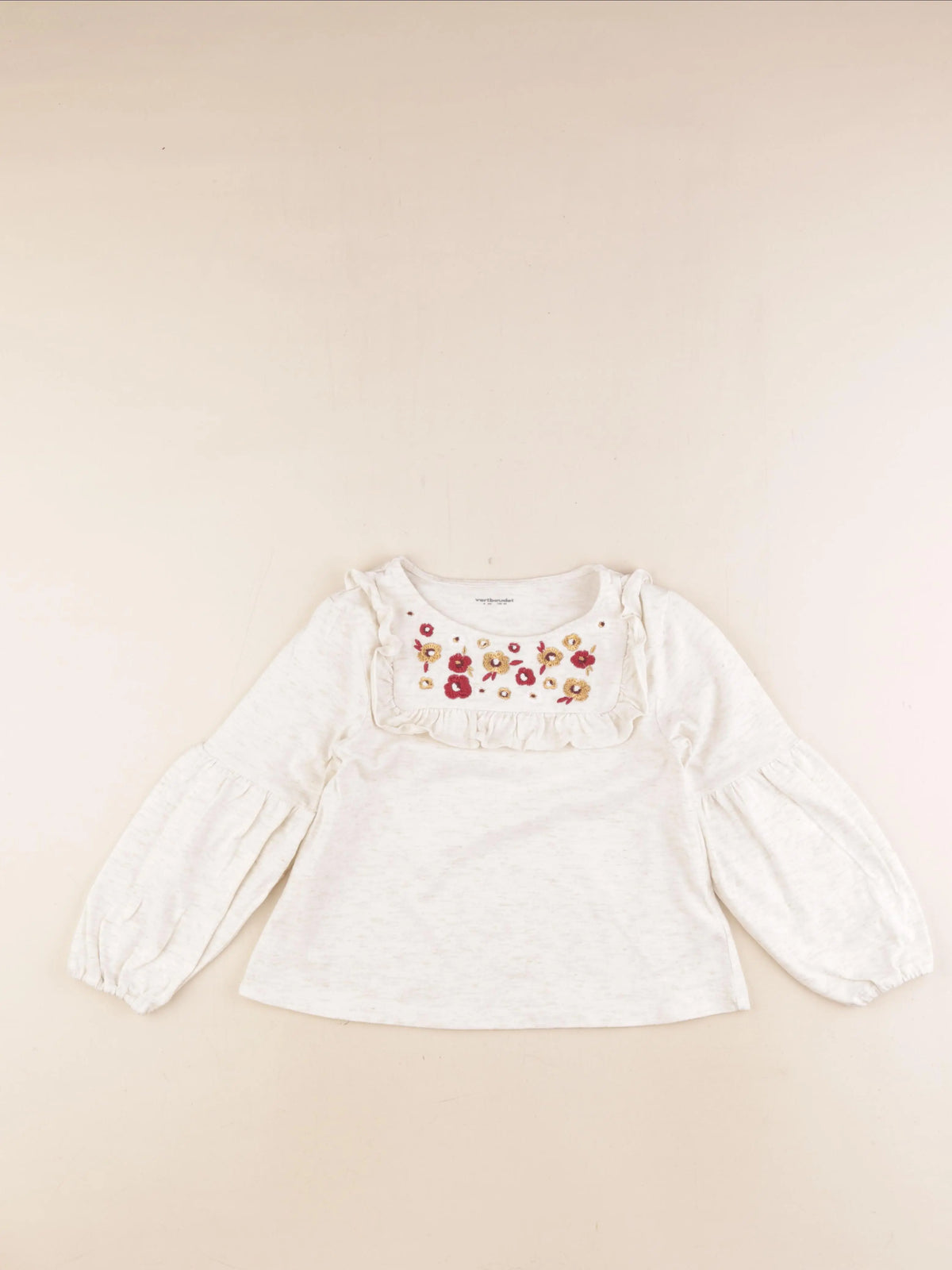 Vertbaudet - tee-shirt beige - 8 ans