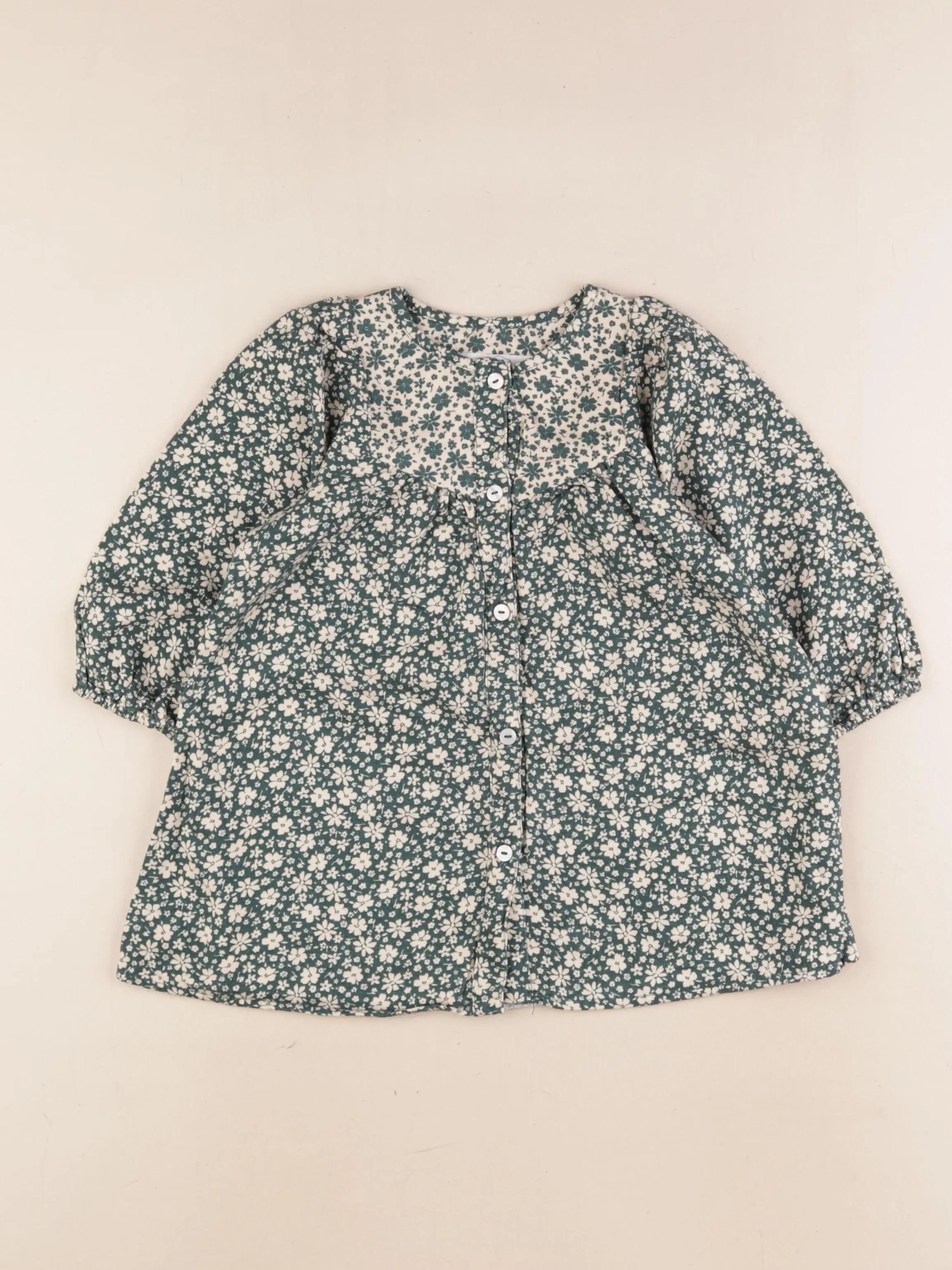 Zara - robe beige, vert - 2 ans