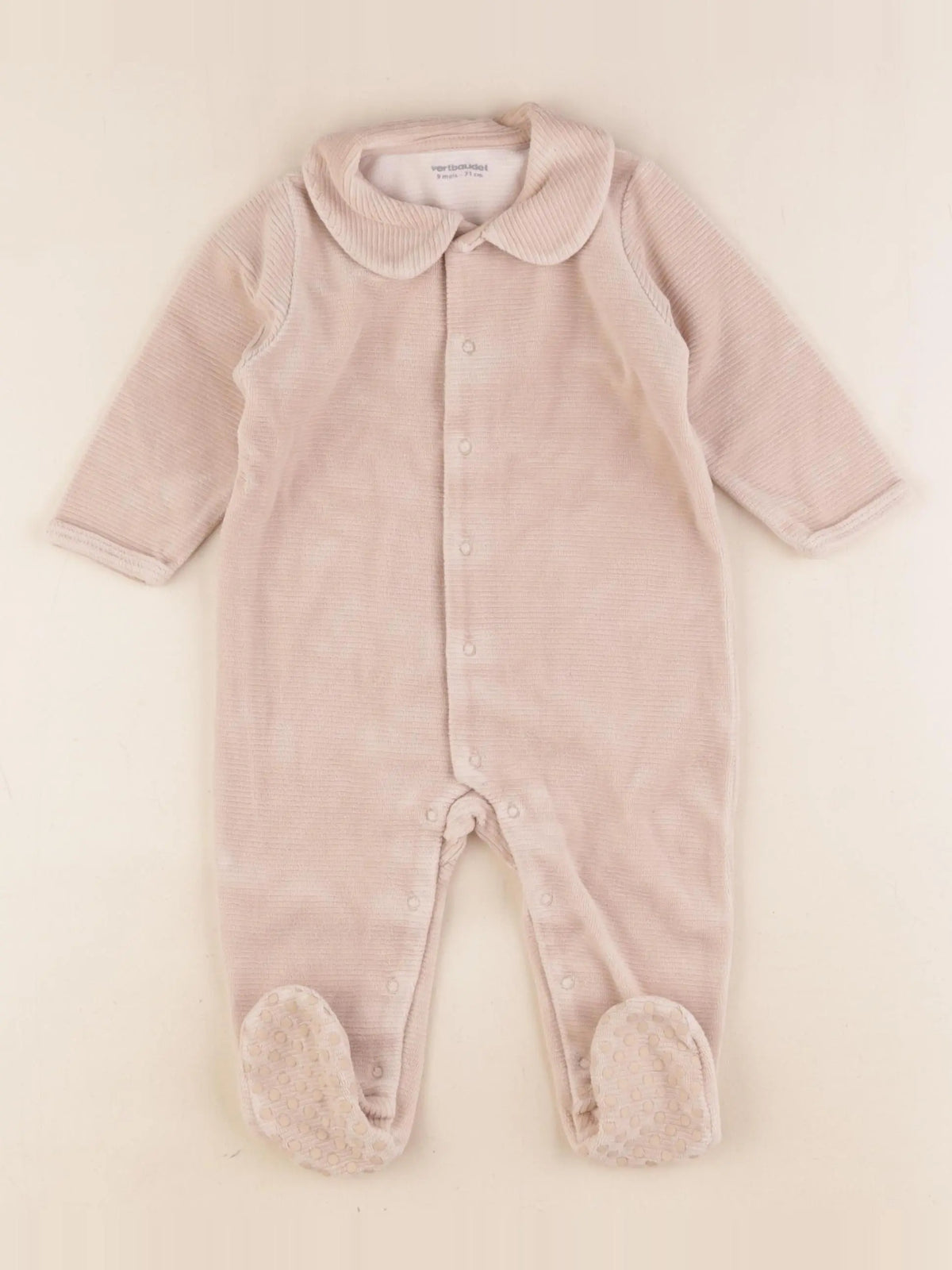 Vertbaudet - pyjama velours beige - 9 mois