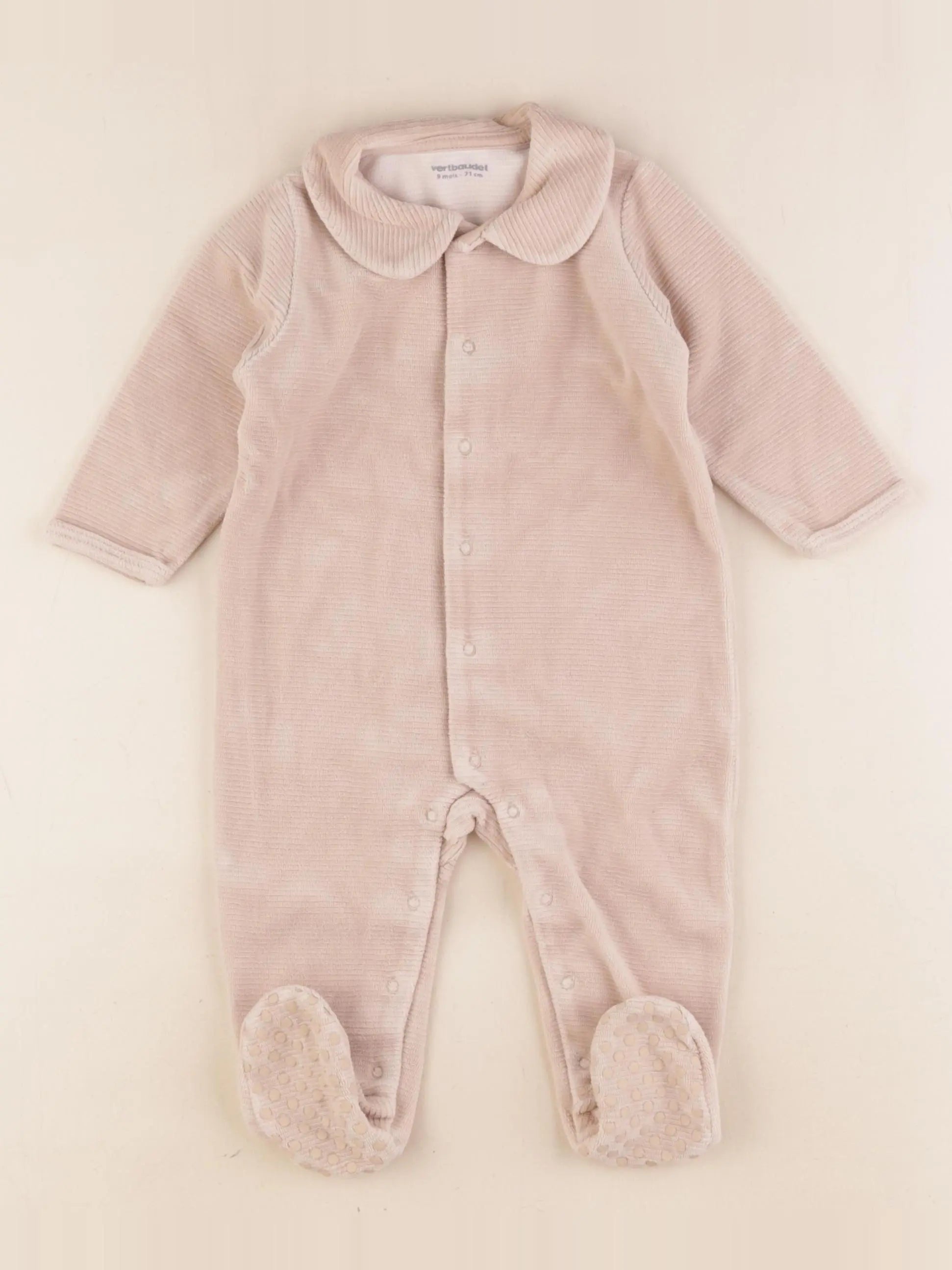 Vertbaudet - pyjama velours beige - 9 mois