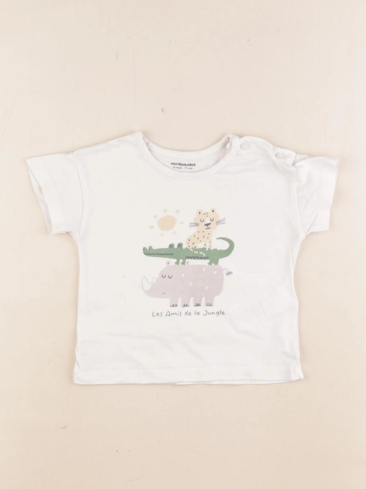 Vertbaudet - tee-shirt beige - 9 mois