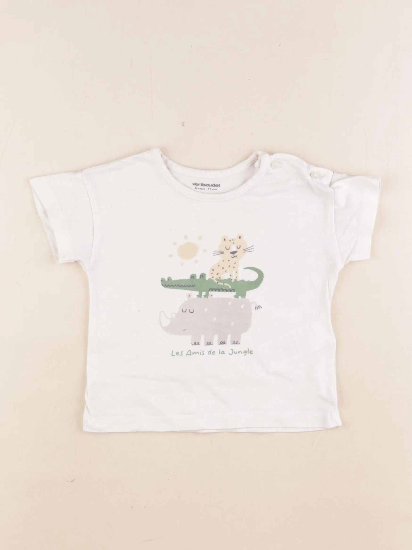 Vertbaudet - tee-shirt beige - 9 mois