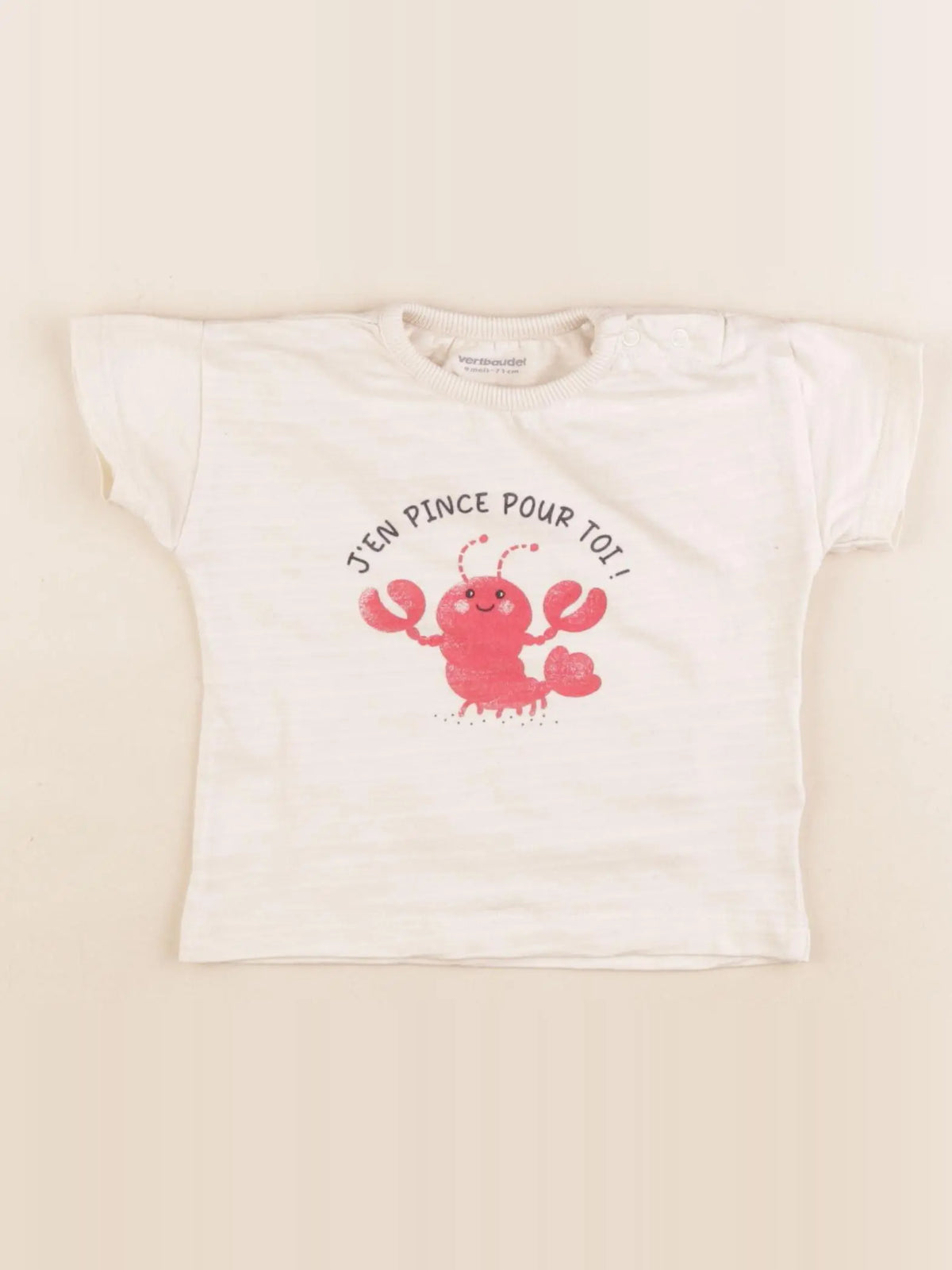 Vertbaudet - tee-shirt beige - 9 mois