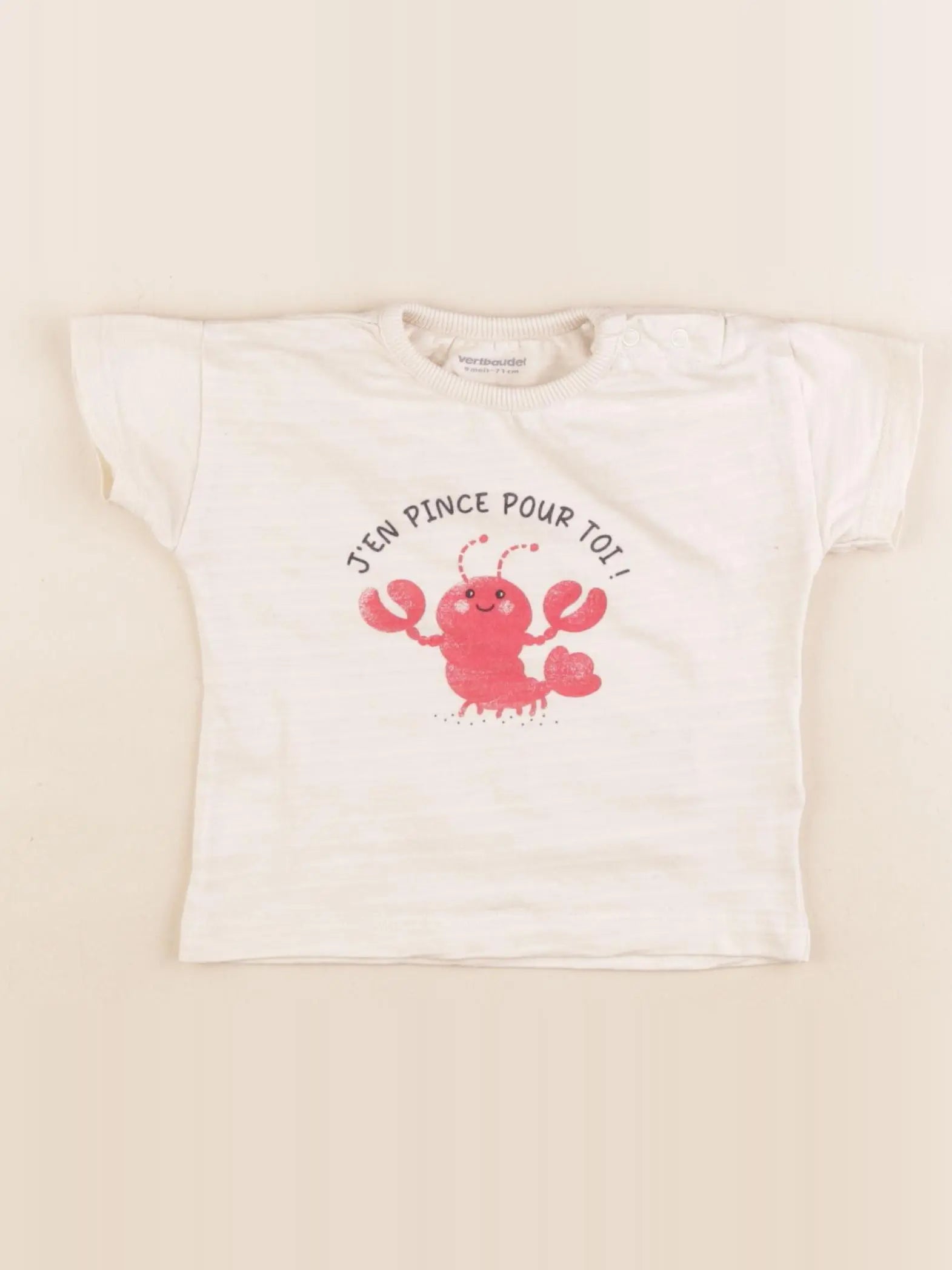 Vertbaudet - tee-shirt beige - 9 mois
