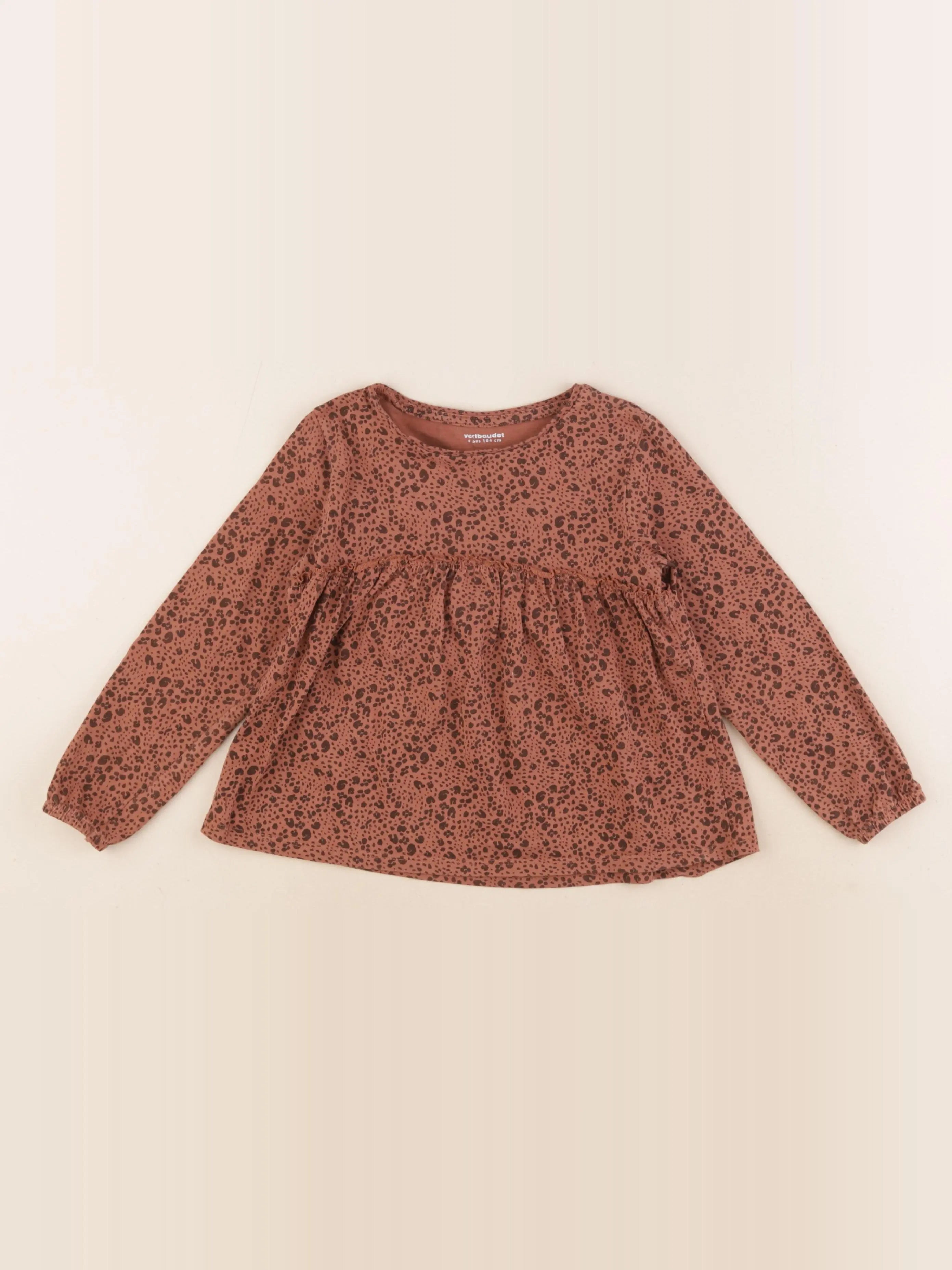 Vertbaudet - tee-shirt marron - 4 ans