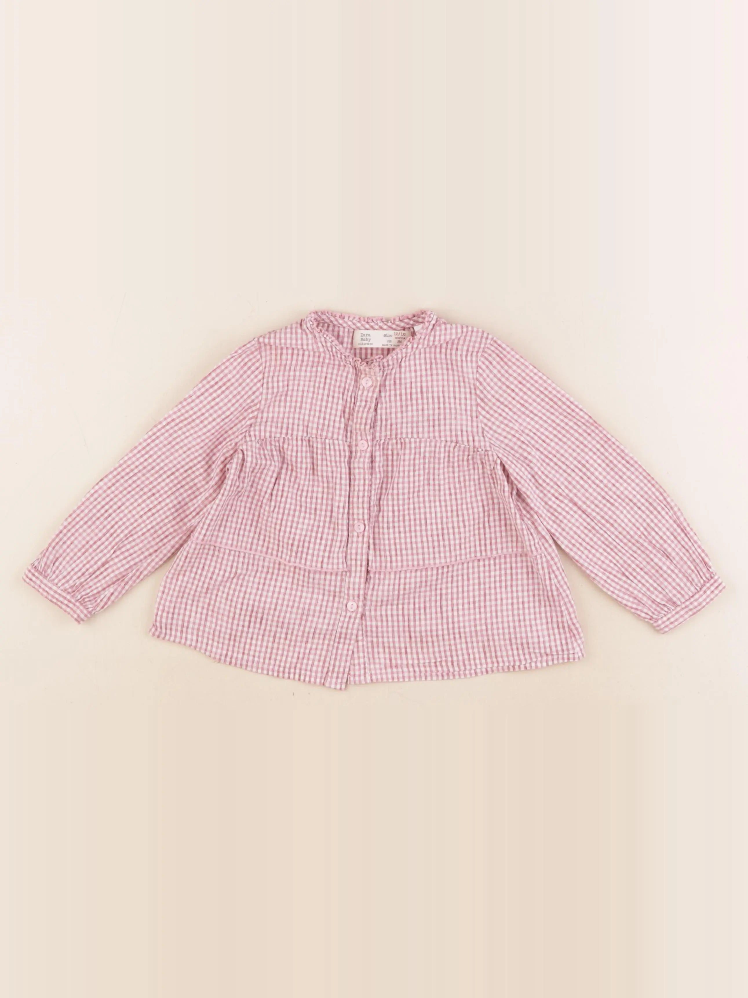 Zara - chemise rose - 12/18 mois