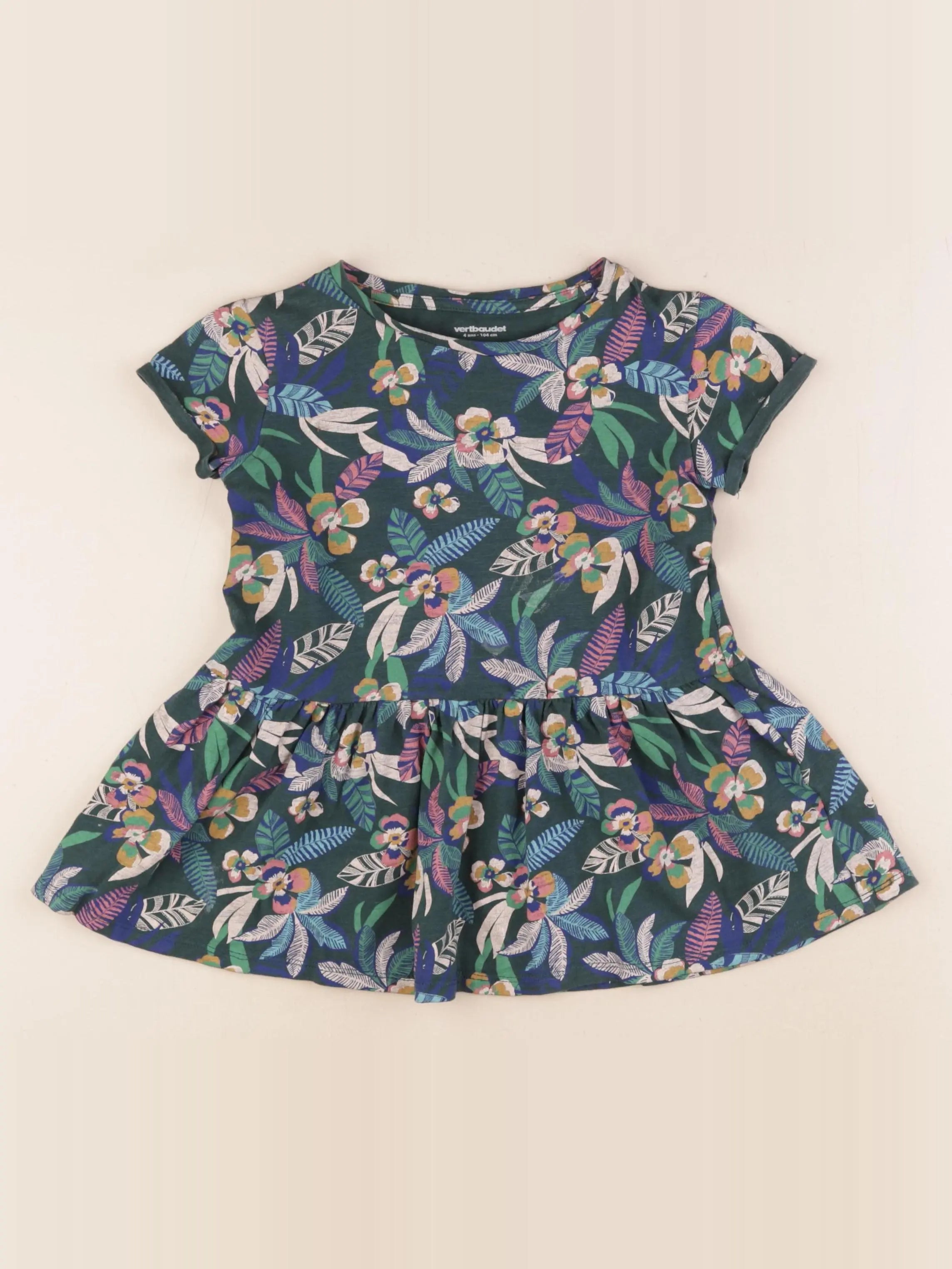 Vertbaudet - robe vert - 4 ans