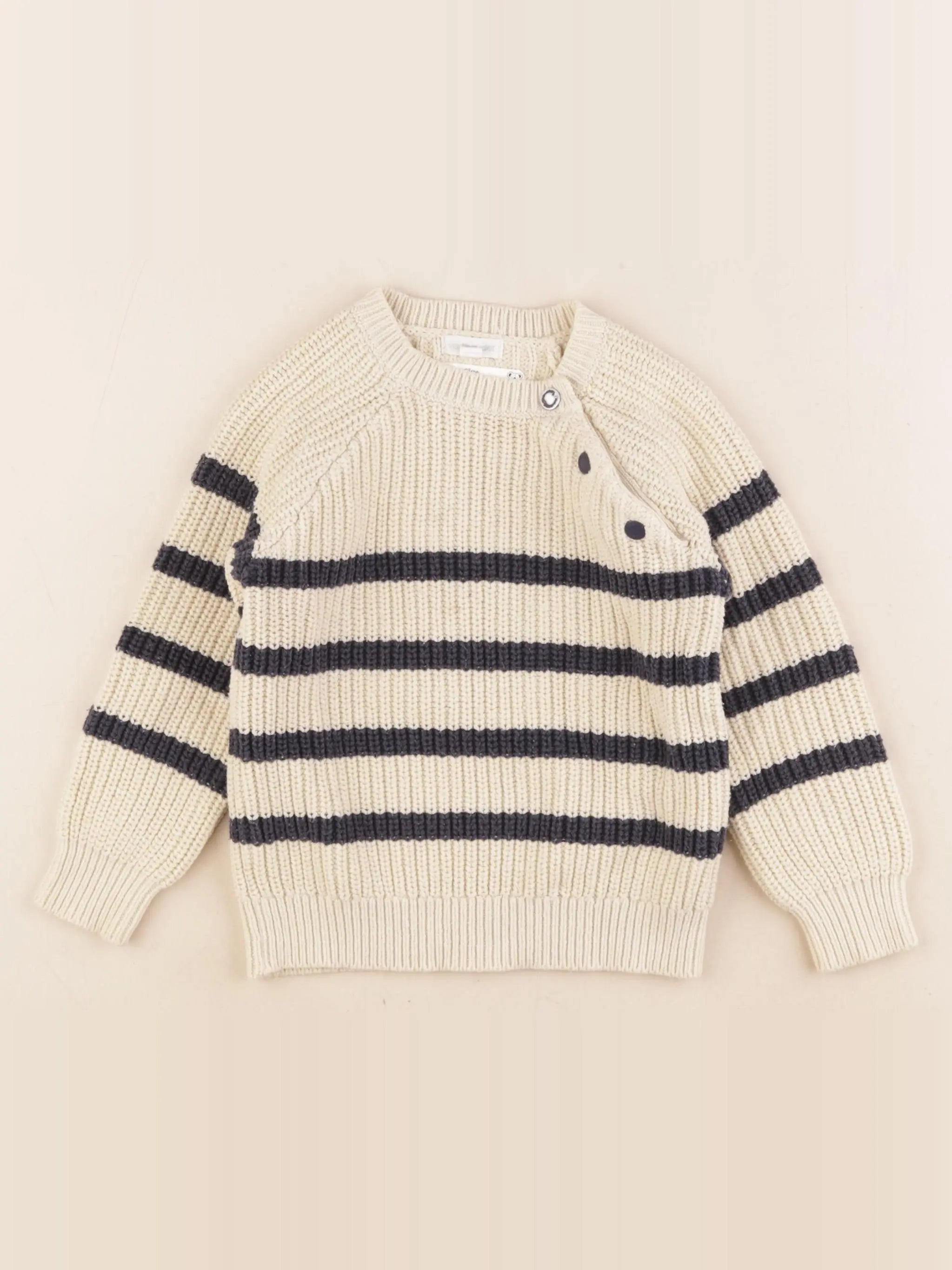 Vertbaudet - pull beige, bleu - 4 ans