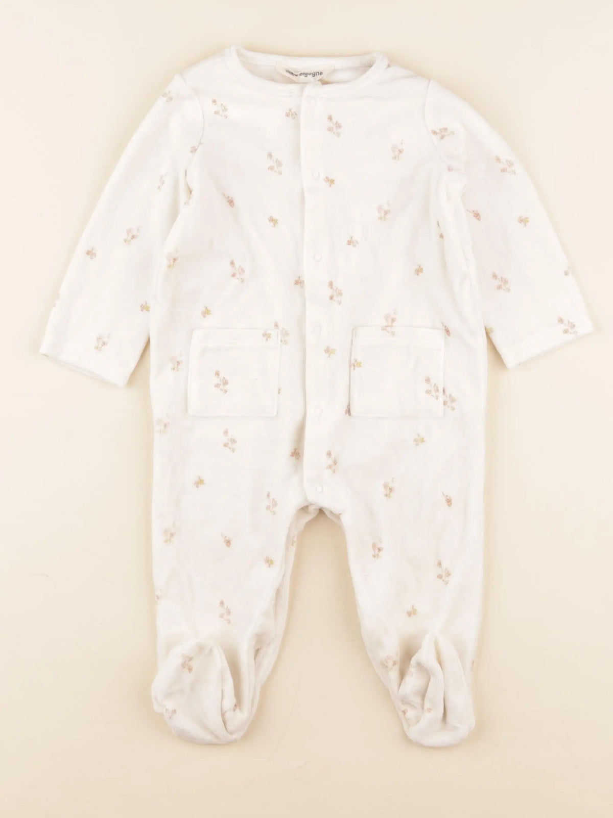 Little Cigogne - pyjama velours beige - 12 mois