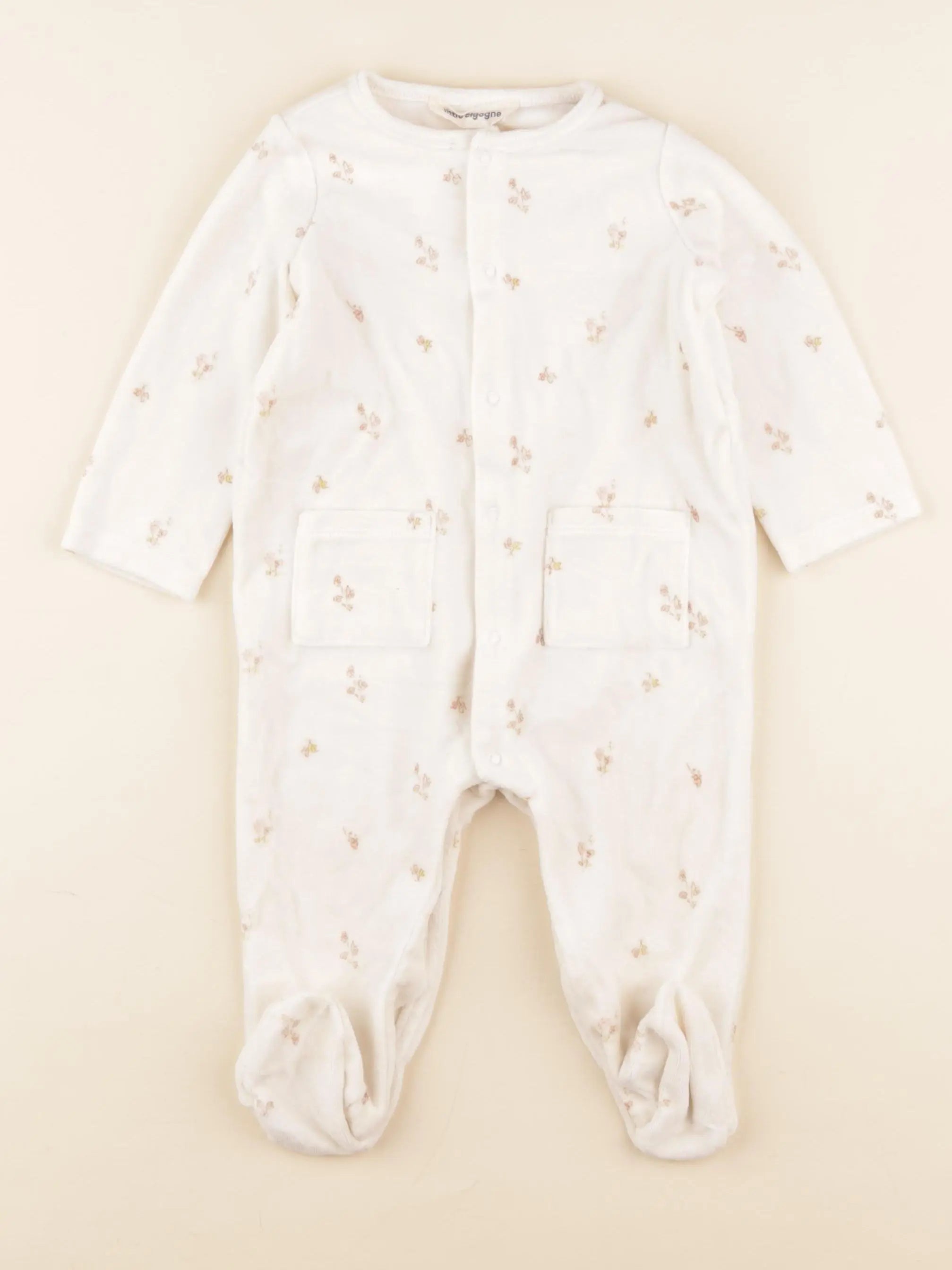 Little Cigogne - pyjama velours beige - 12 mois