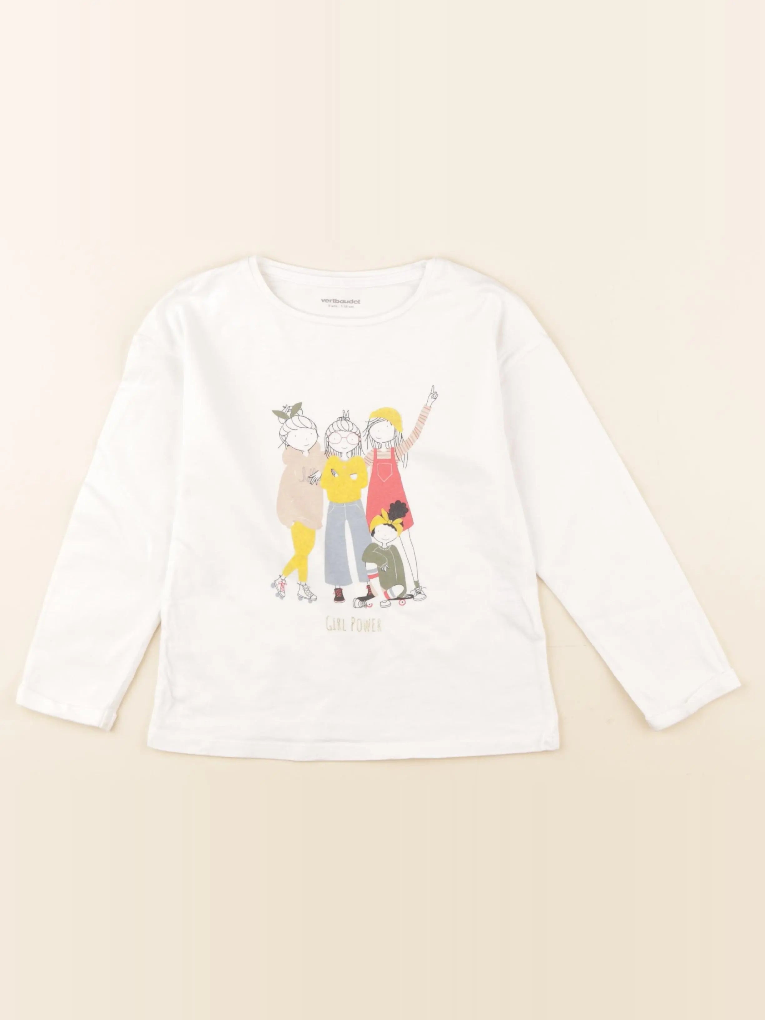 Vertbaudet - tee-shirt beige - 5 ans