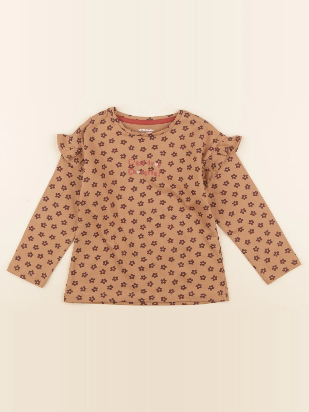Vertbaudet - tee-shirt marron, or - 4 ans