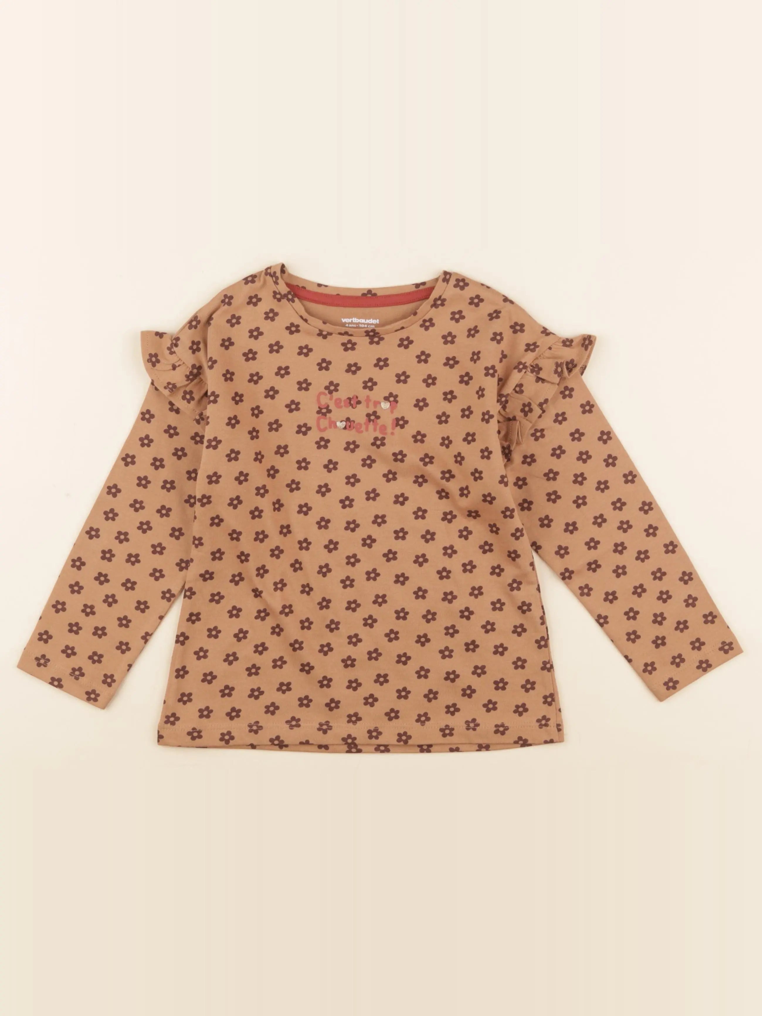 Vertbaudet - tee-shirt marron, or - 4 ans