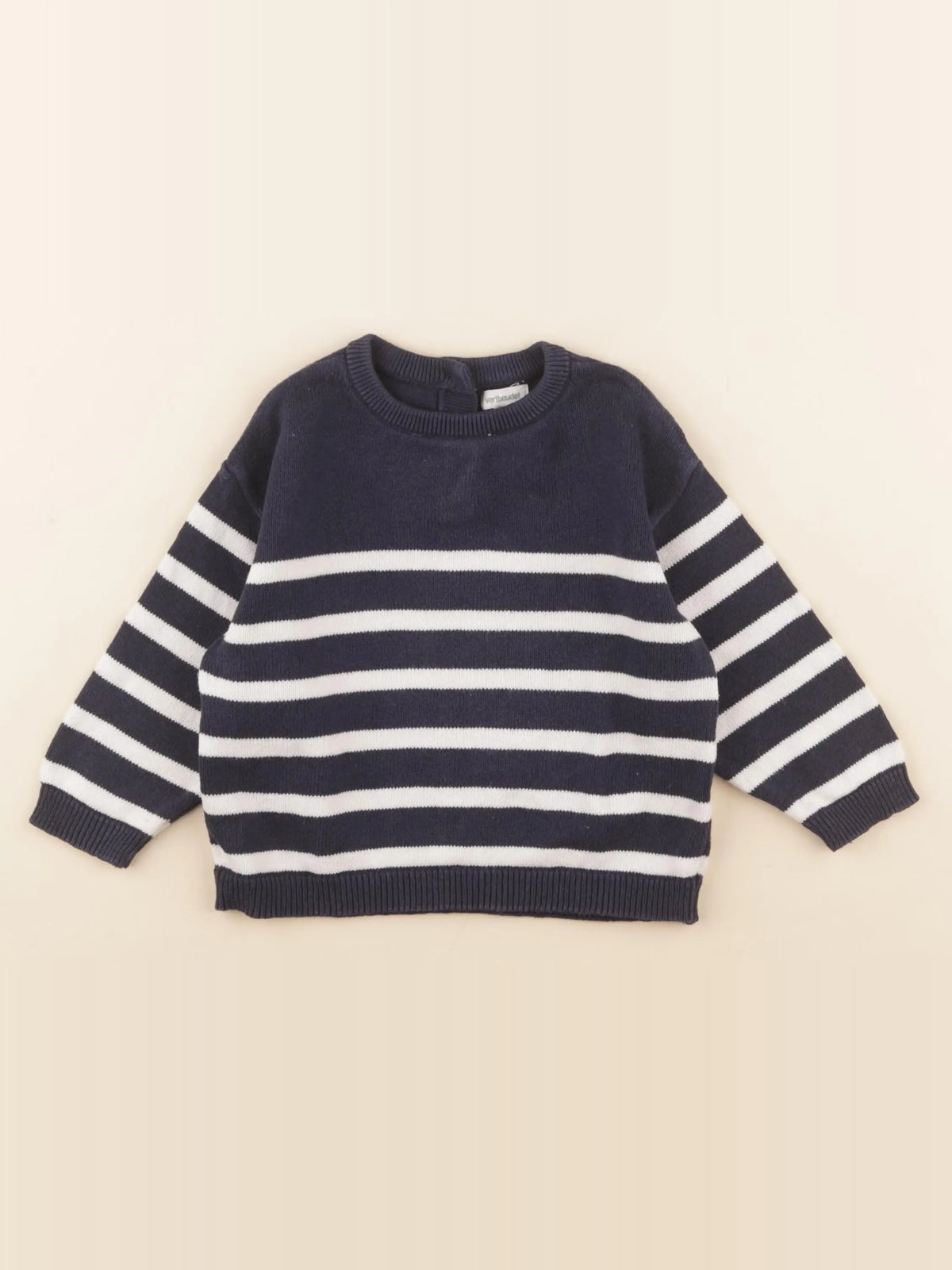 Vertbaudet - pull blanc, bleu - 24 mois