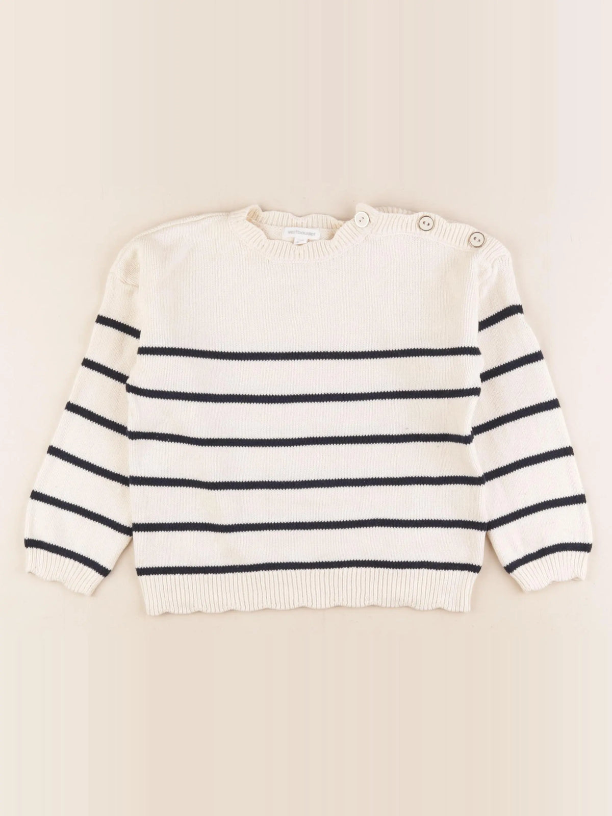 Vertbaudet - pull beige, bleu - 5 ans
