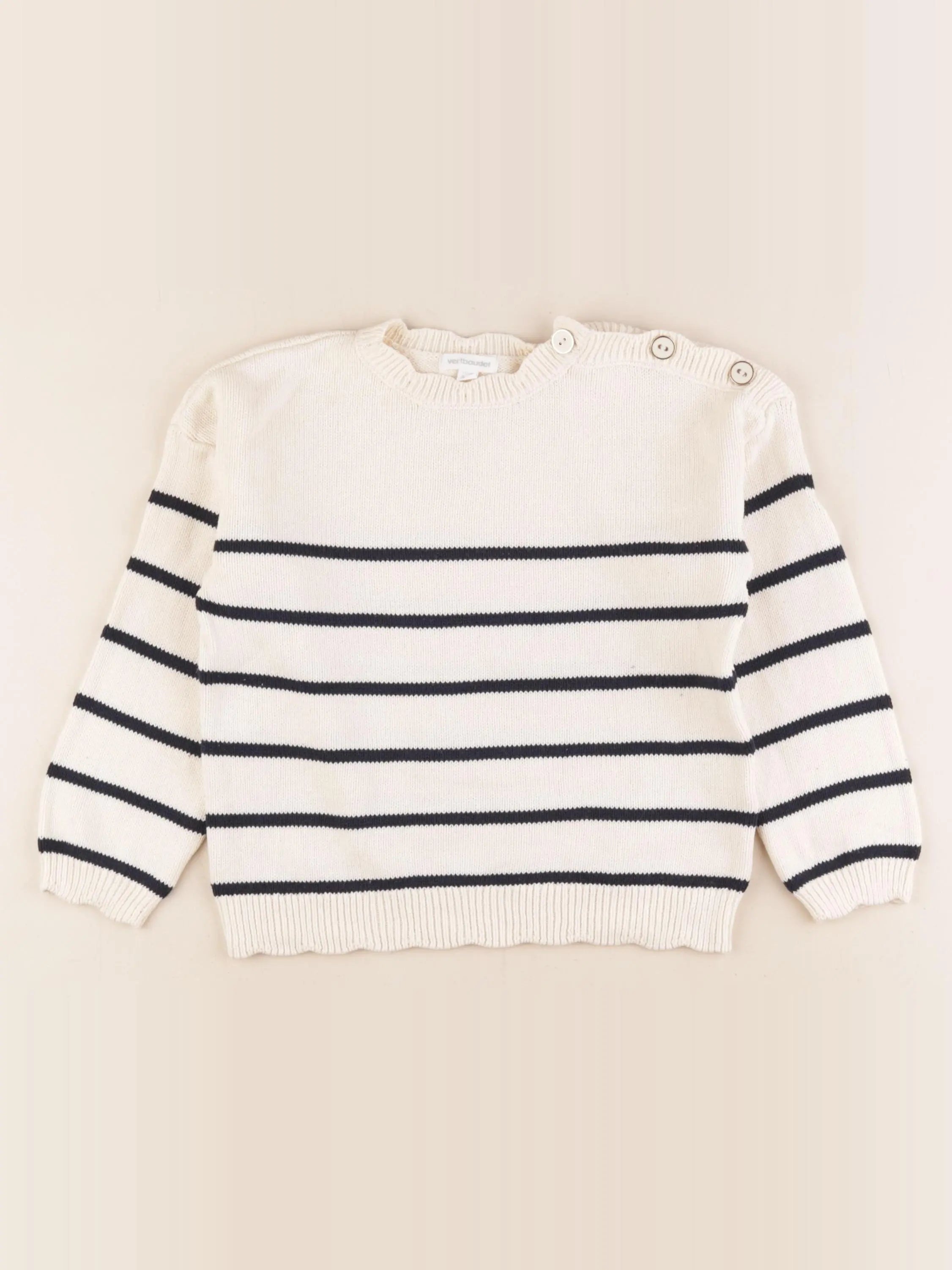 Vertbaudet - pull beige, bleu - 5 ans