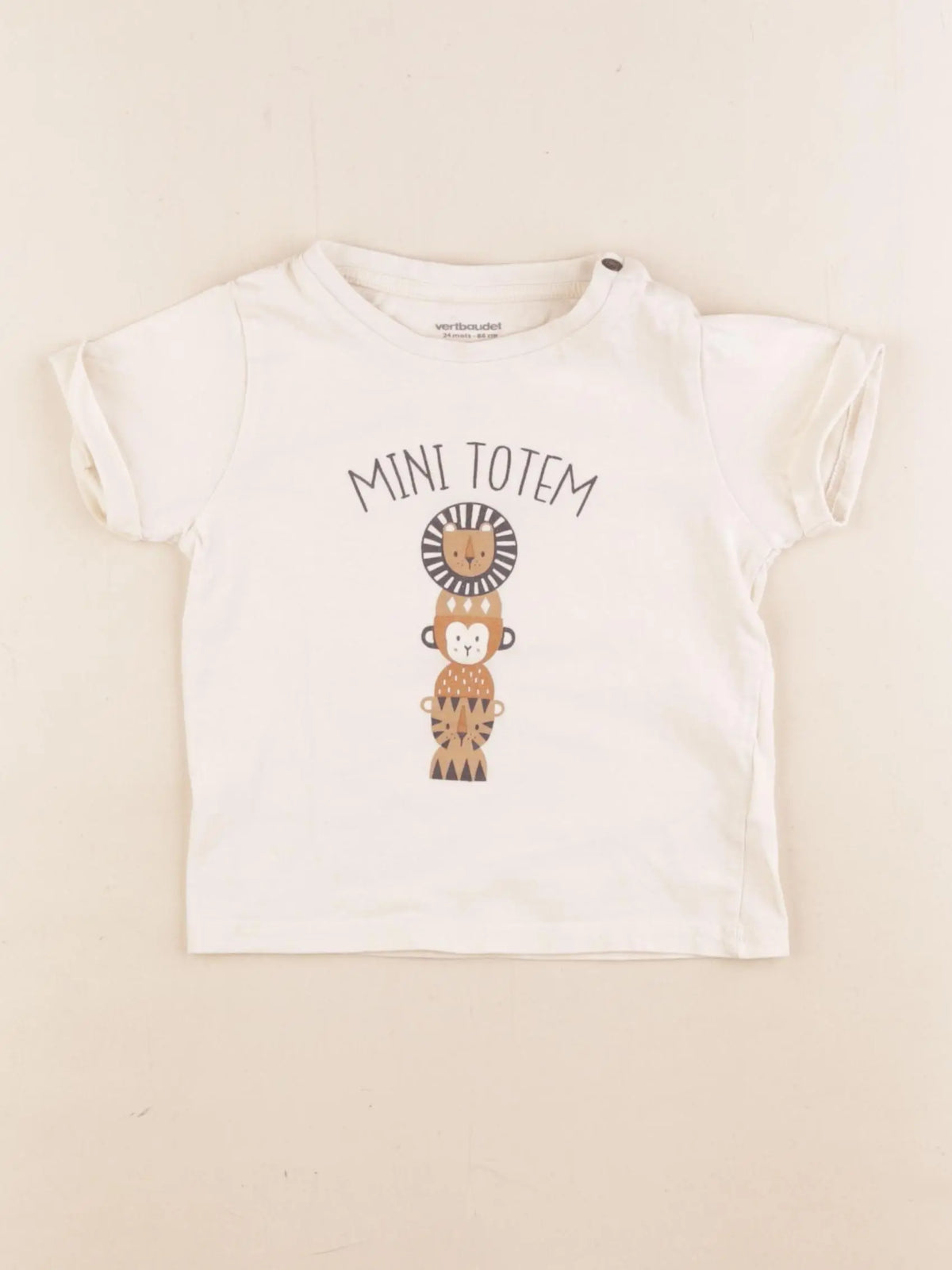 Vertbaudet - tee-shirt beige - 24 mois