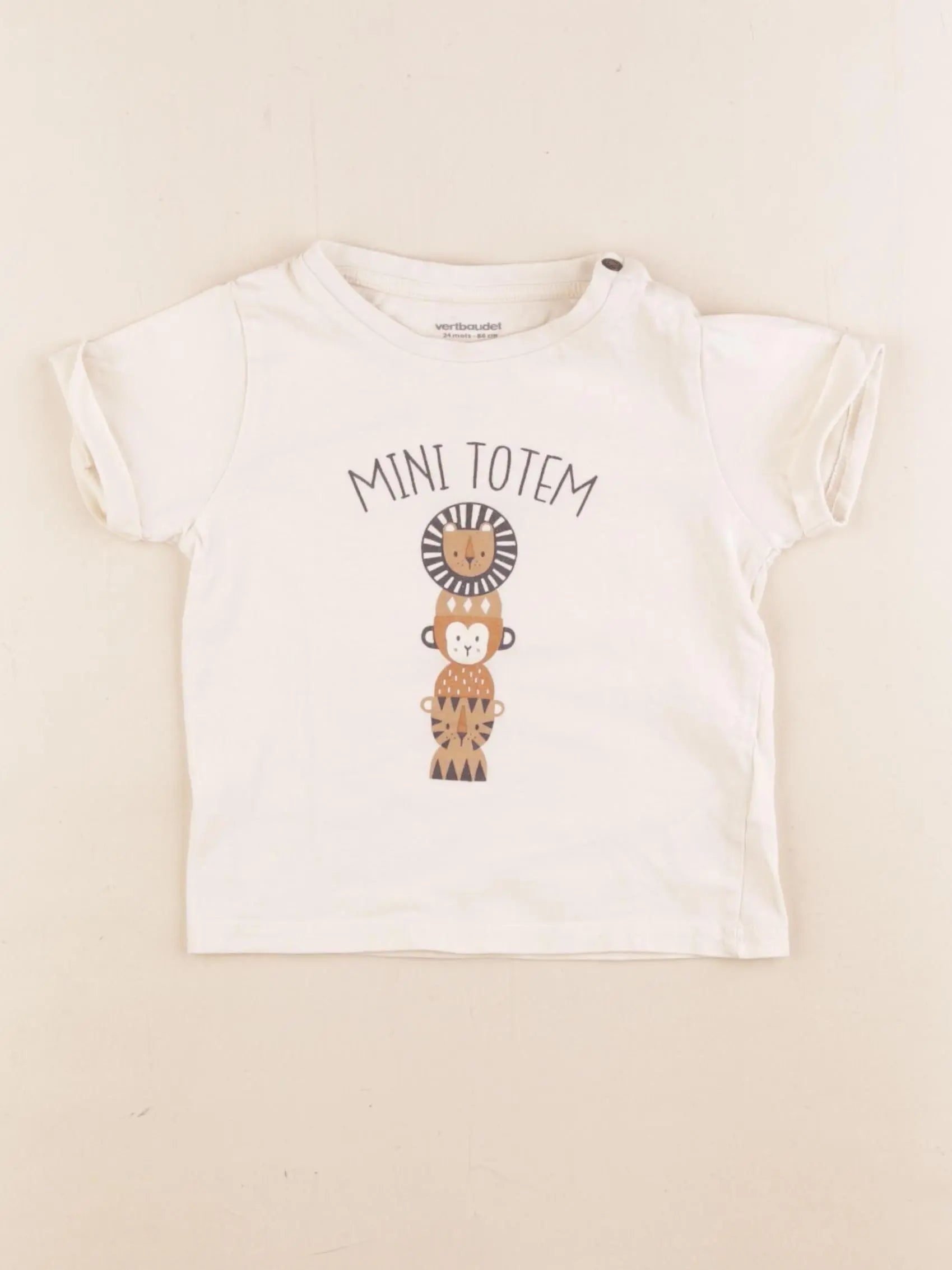 Vertbaudet - tee-shirt beige - 24 mois