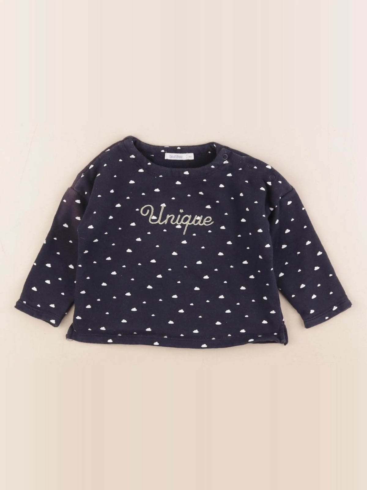 Boutchou - sweat bleu, blanc - 9 mois