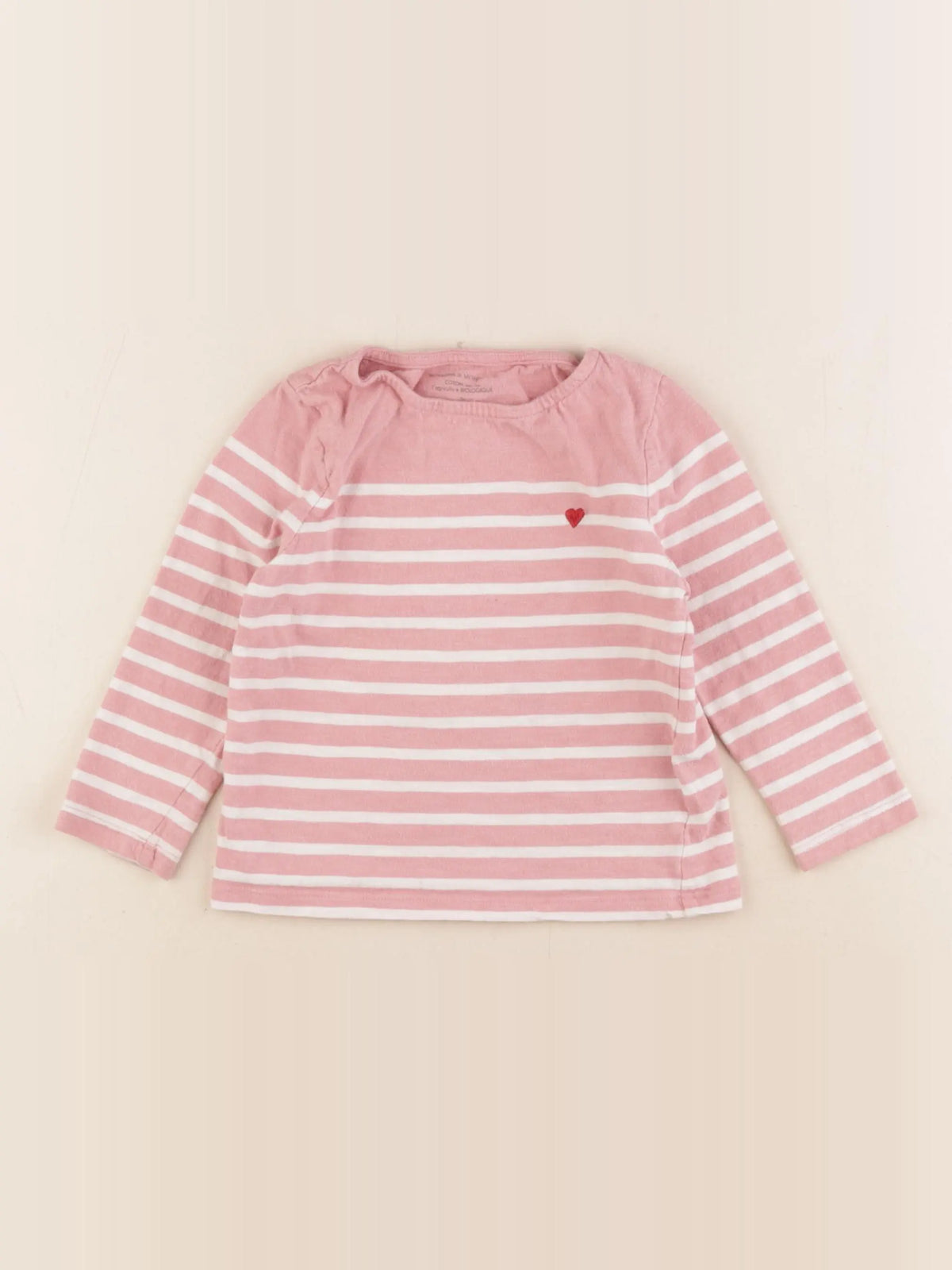 Monoprix - tee-shirt rose, beige - 3 ans