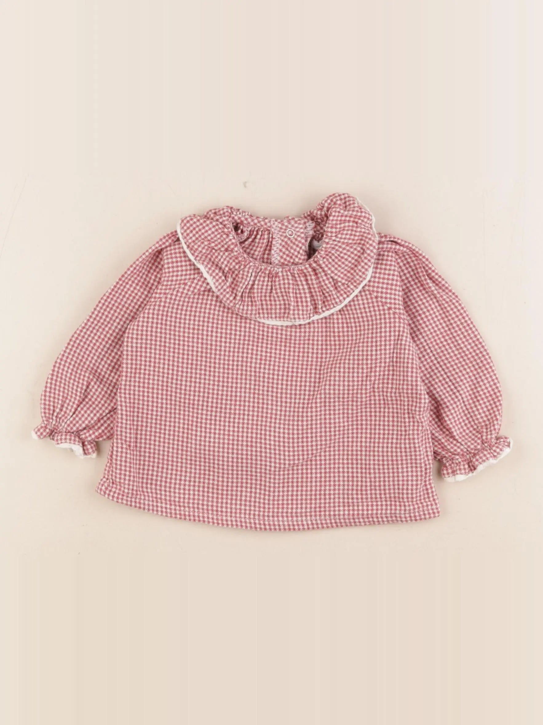 Vertbaudet - blouse beige, rouge - 6 mois