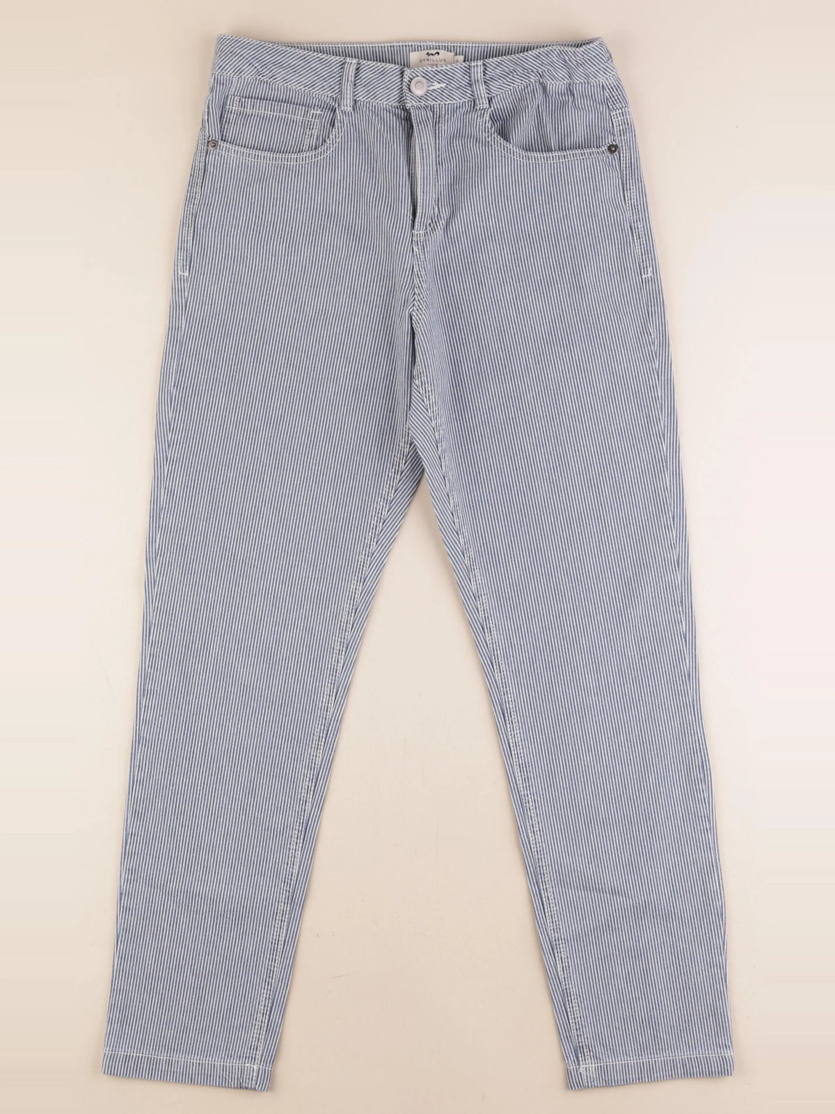 Cyrillus - pantalon bleu, blanc - 12 ans