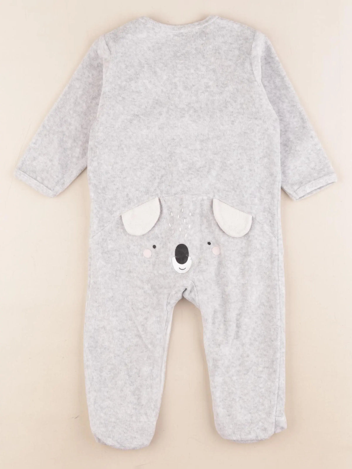 Vertbaudet - pyjama velours gris - 9 mois