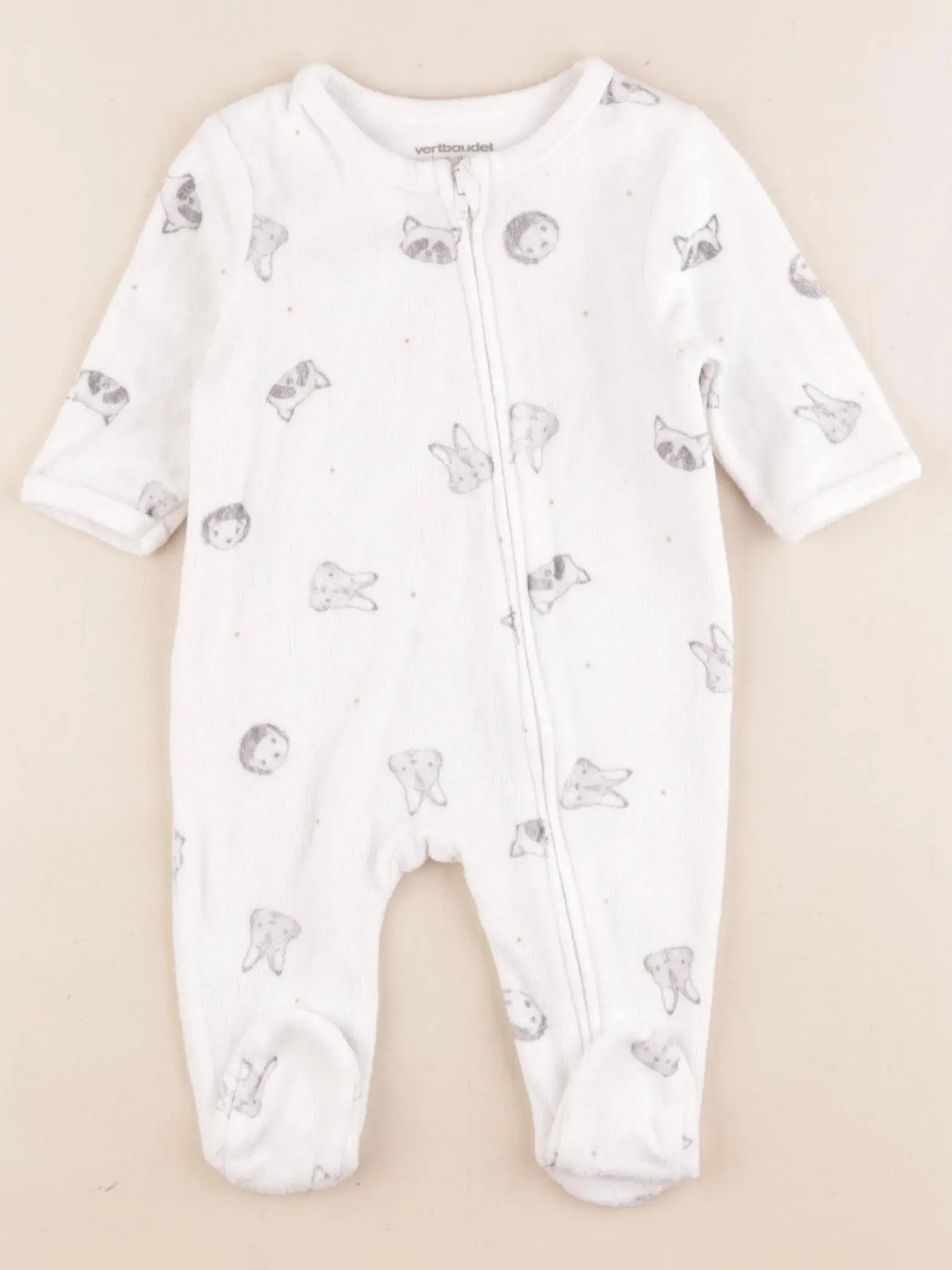 Vertbaudet - pyjama velours blanc - 3 mois