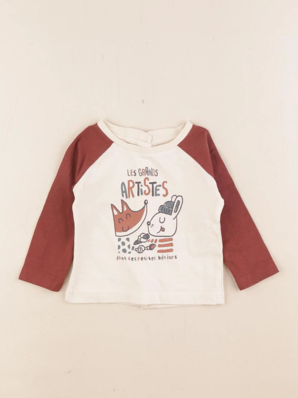 Vertbaudet - tee-shirt beige, marron - 3 mois