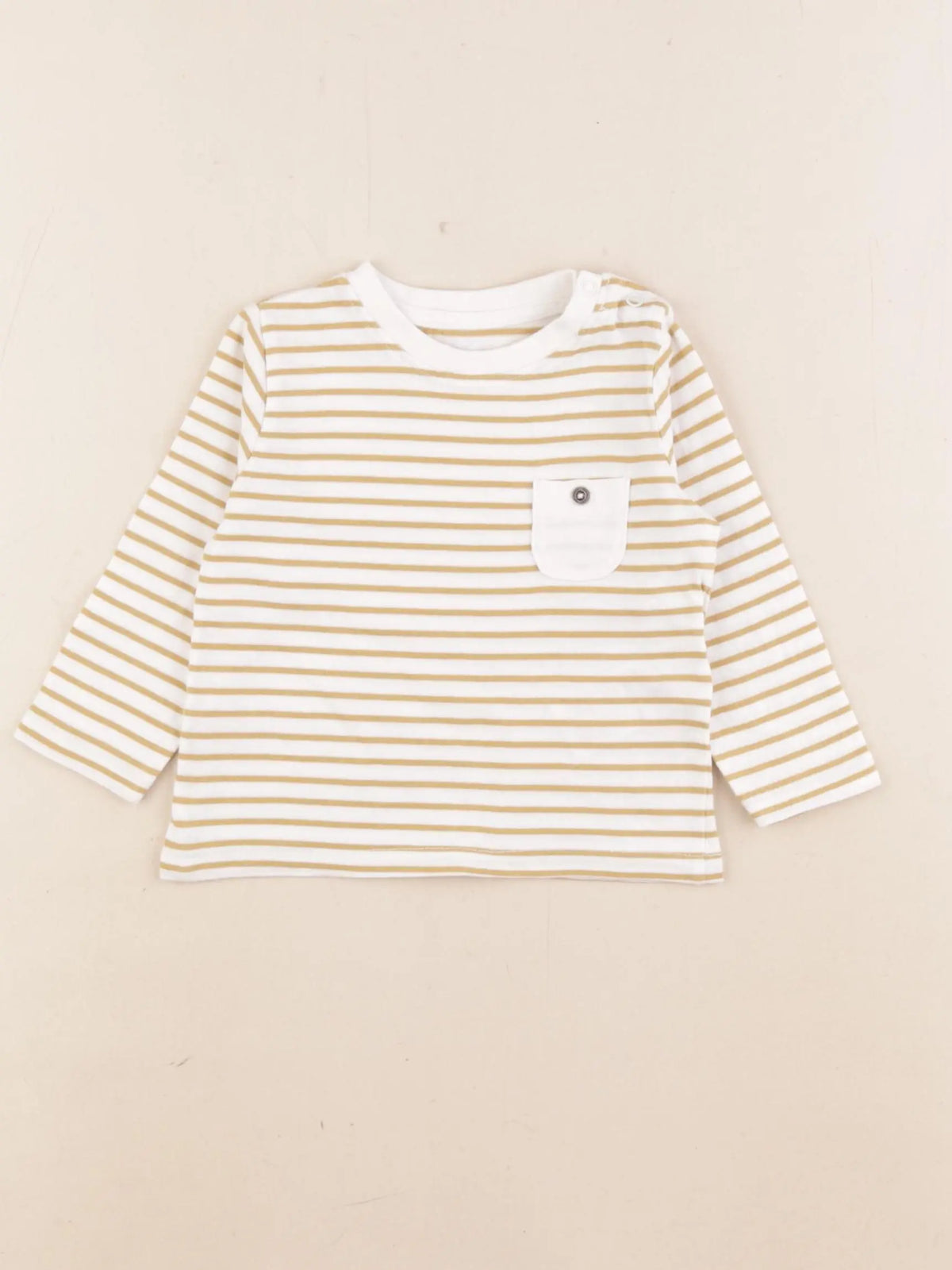 Vertbaudet - tee-shirt beige, jaune - 6 mois