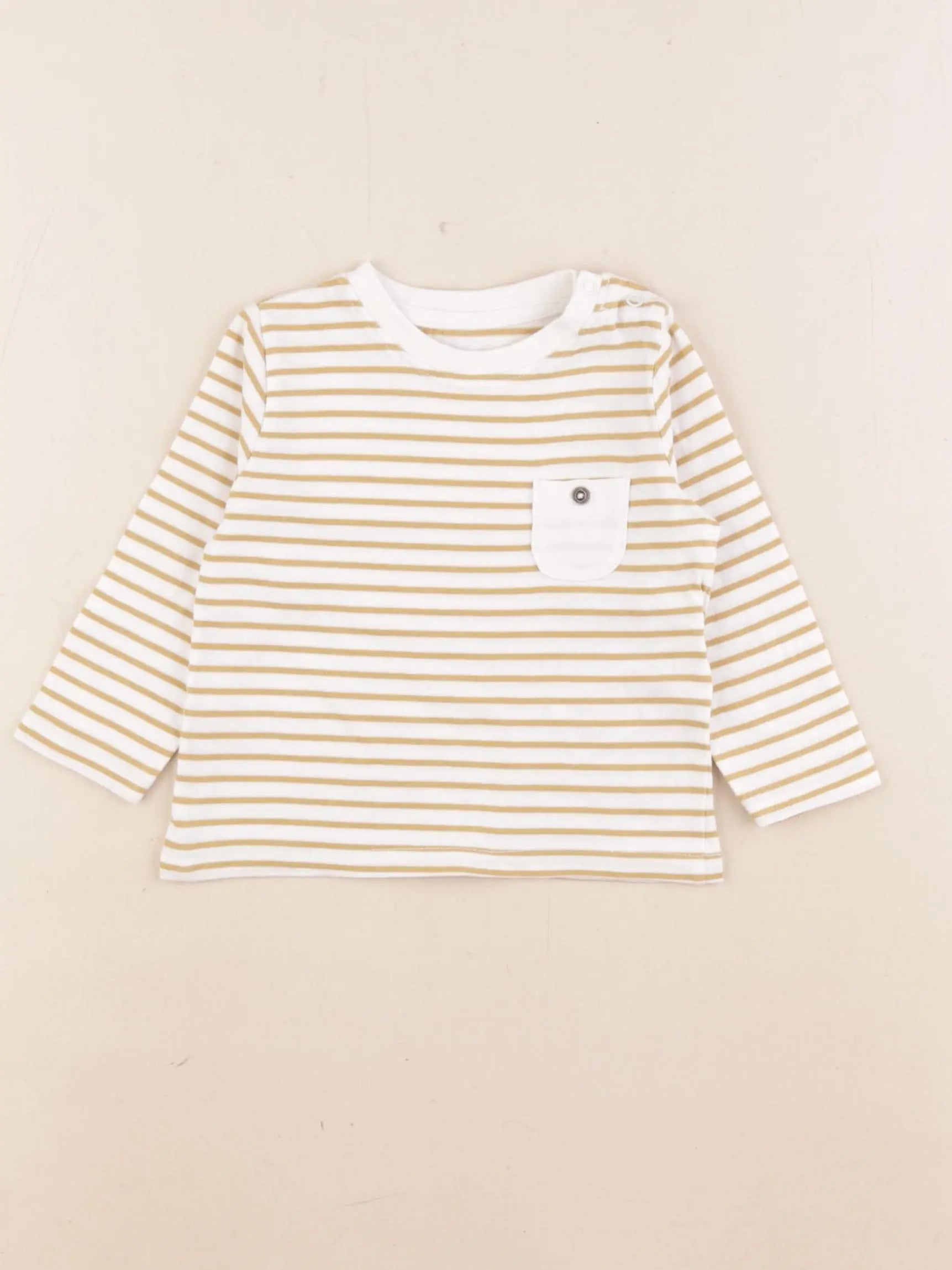 Vertbaudet - tee-shirt beige, jaune - 6 mois