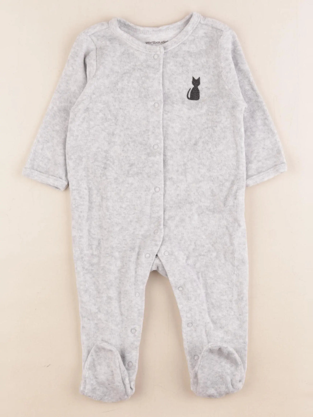 Vertbaudet - pyjama velours gris - 6 mois