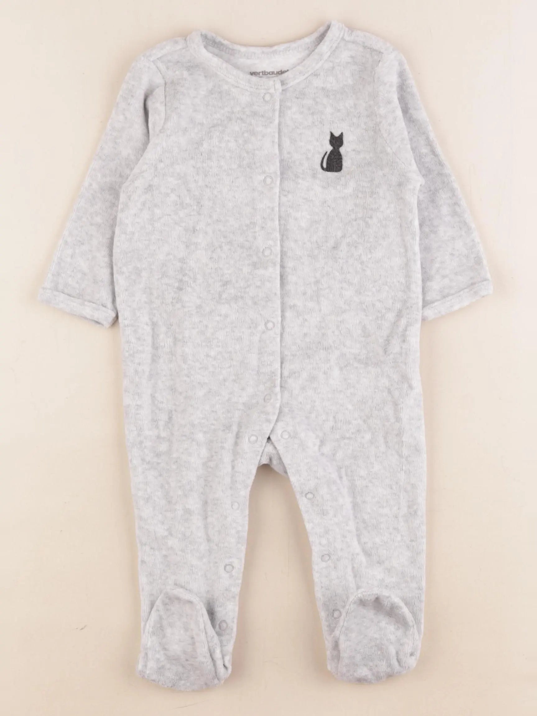 Vertbaudet - pyjama velours gris - 6 mois