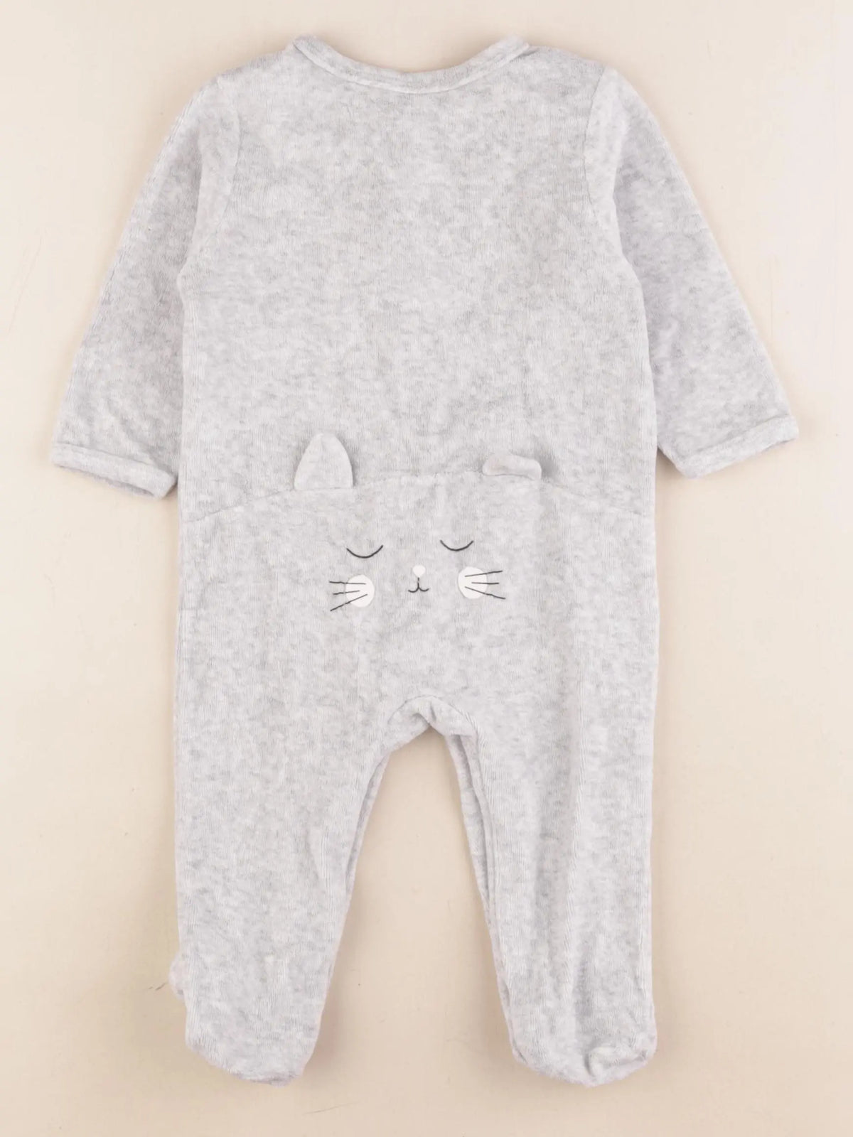 Vertbaudet - pyjama velours gris - 6 mois