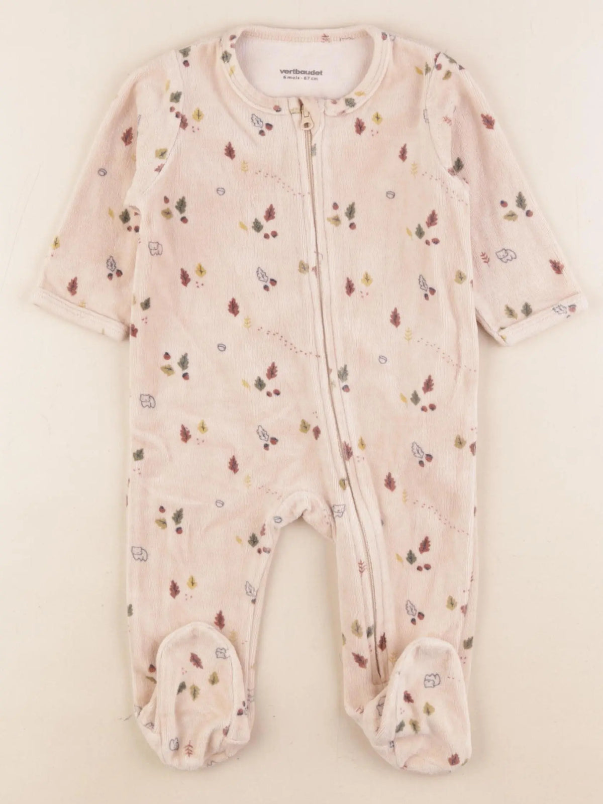 Vertbaudet - pyjama velours beige - 6 mois