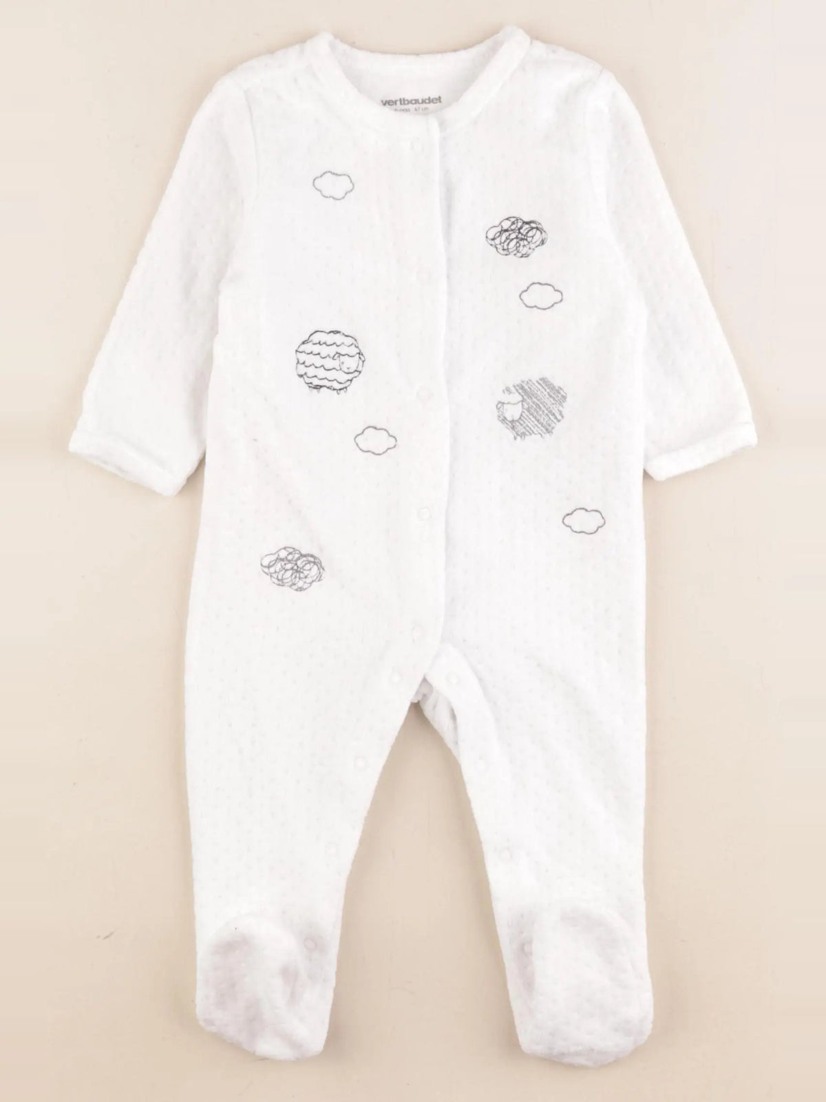 Vertbaudet - pyjama velours blanc - 6 mois