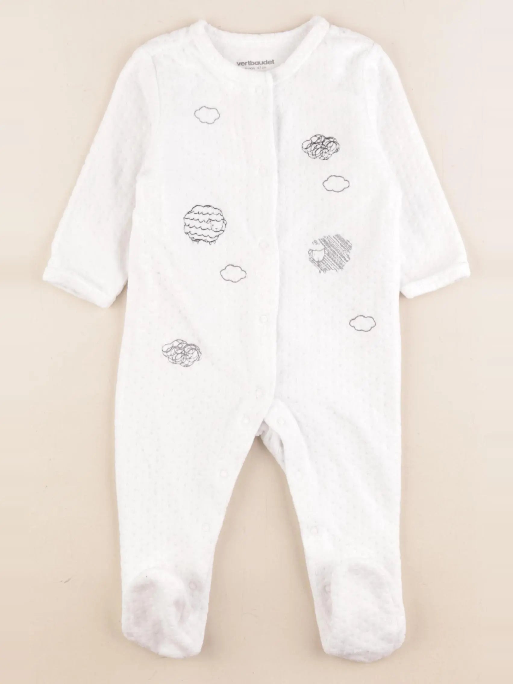 Vertbaudet - pyjama velours blanc - 6 mois