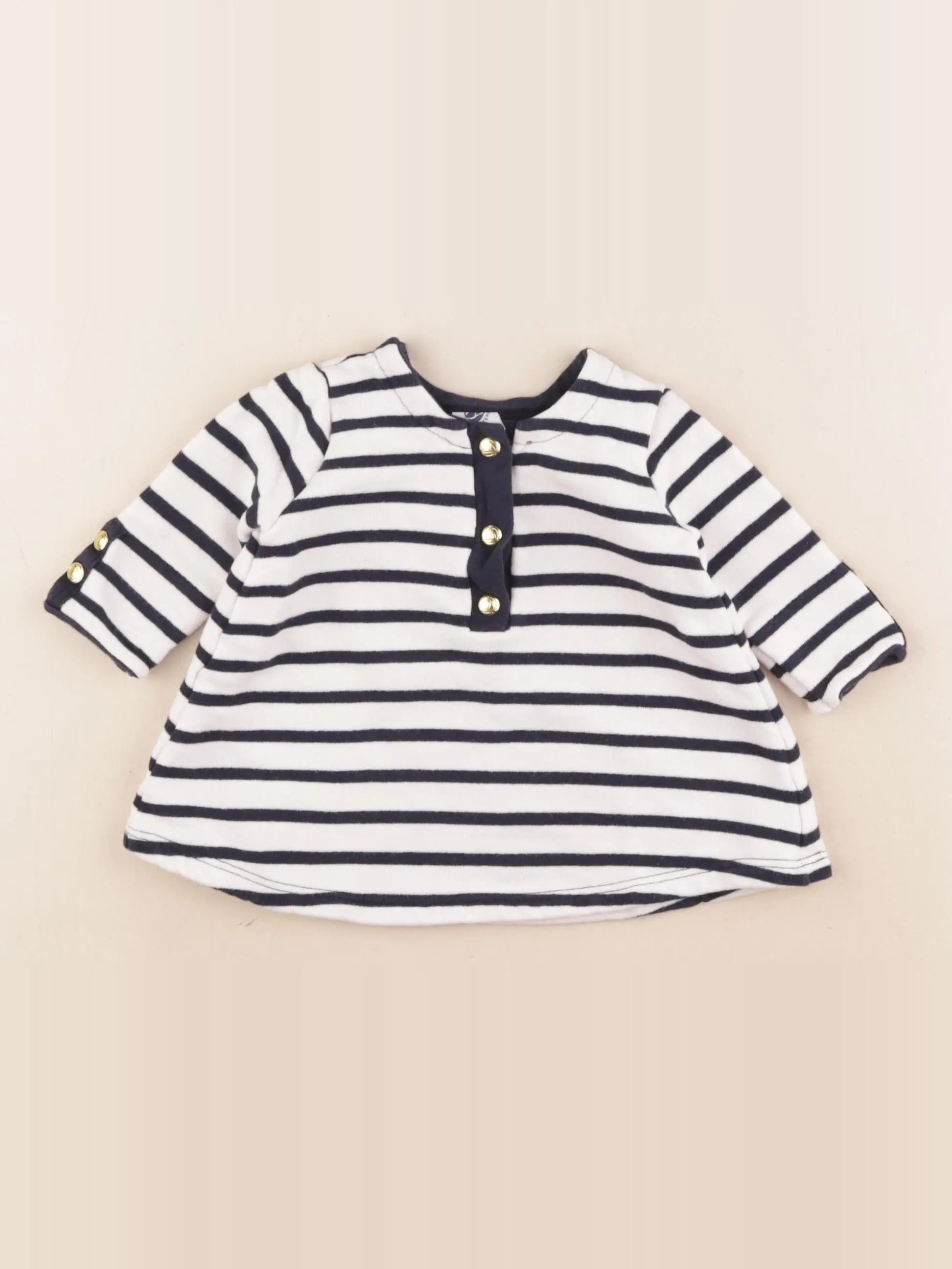 Petit Bateau - robe bleu, blanc - 3 mois