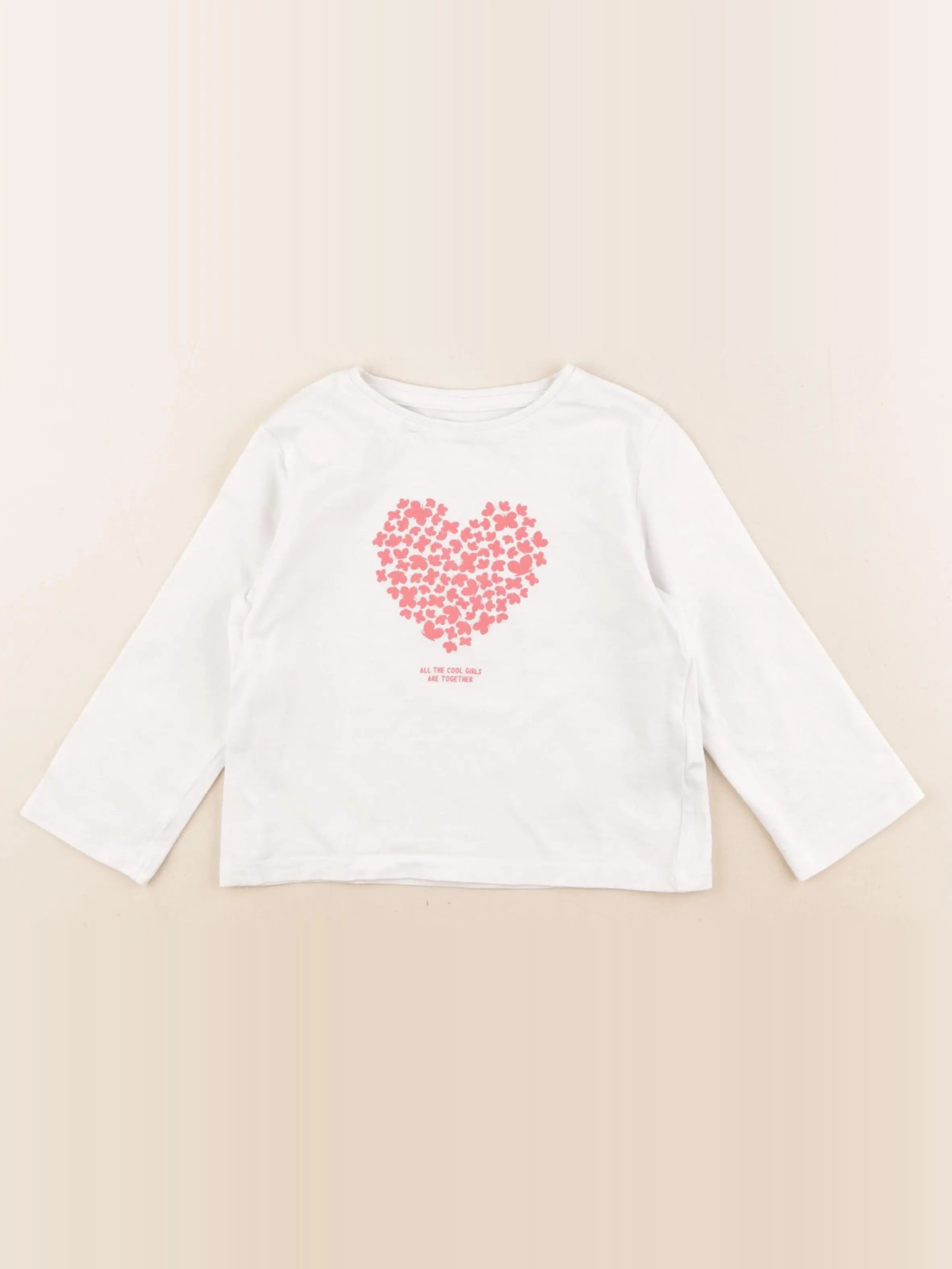 Vertbaudet - tee-shirt blanc, rose - 3 ans