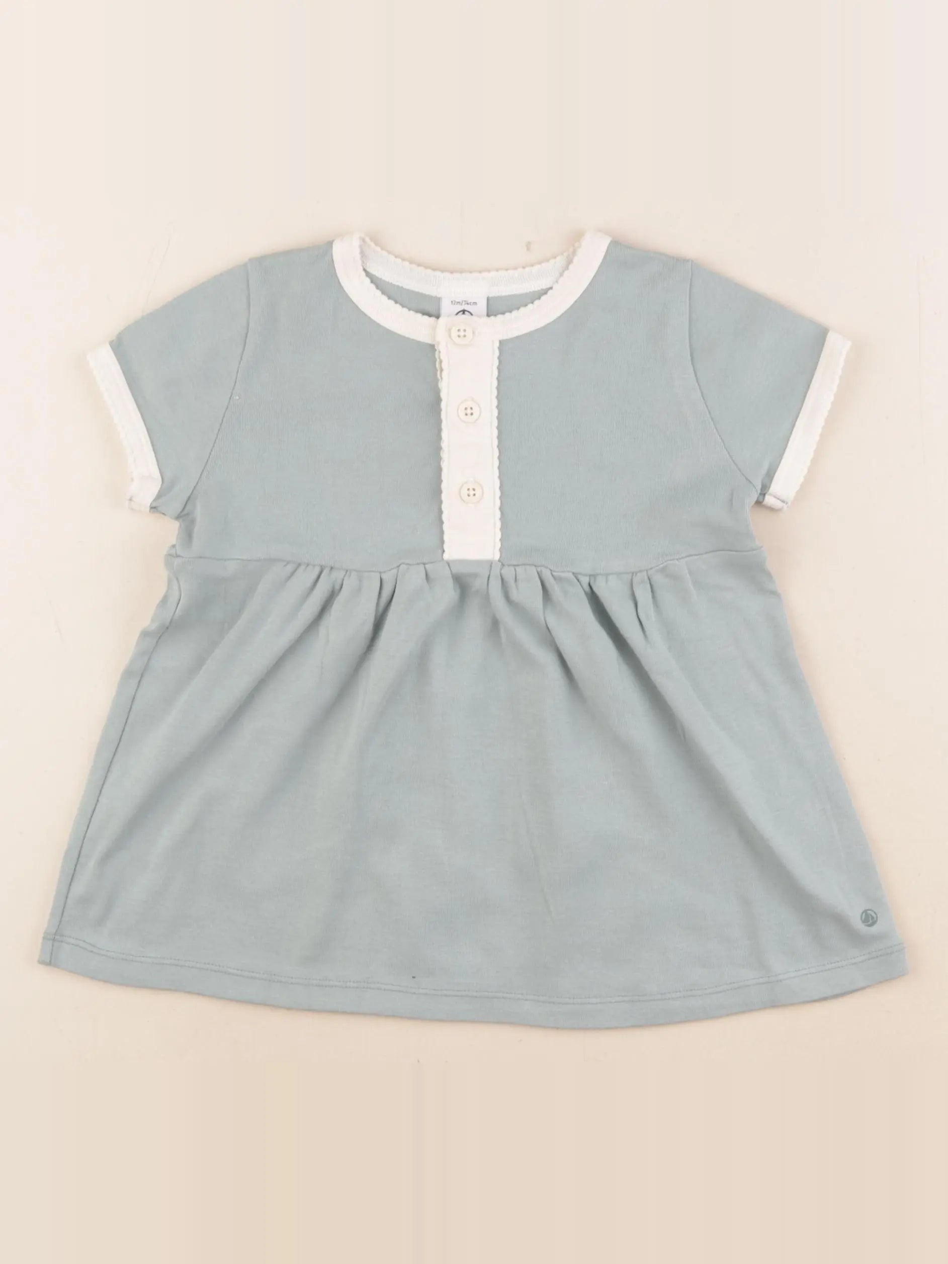 Petit Bateau - robe vert - 12 mois