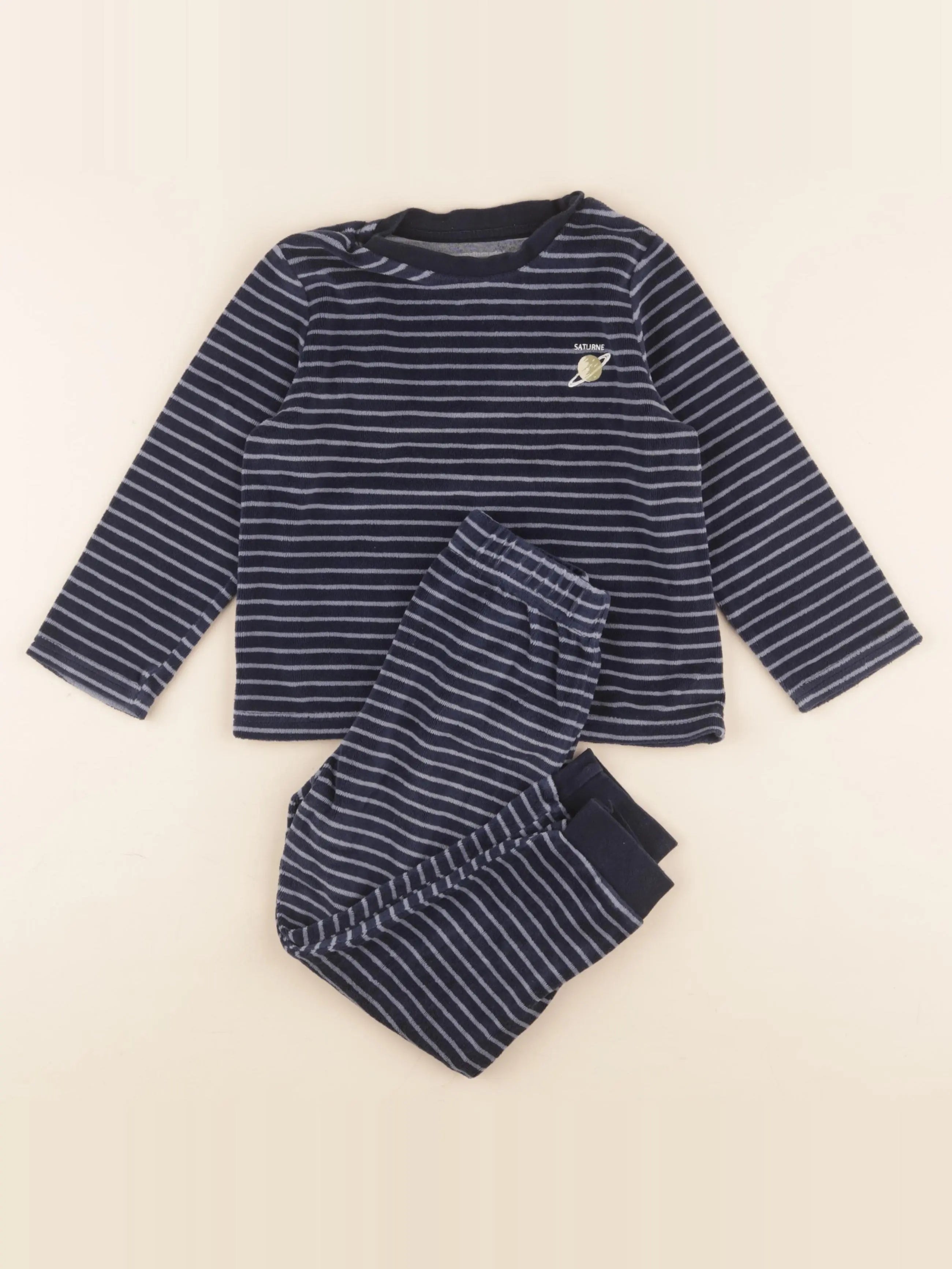 Vertbaudet - pyjama velours bleu - 4 ans