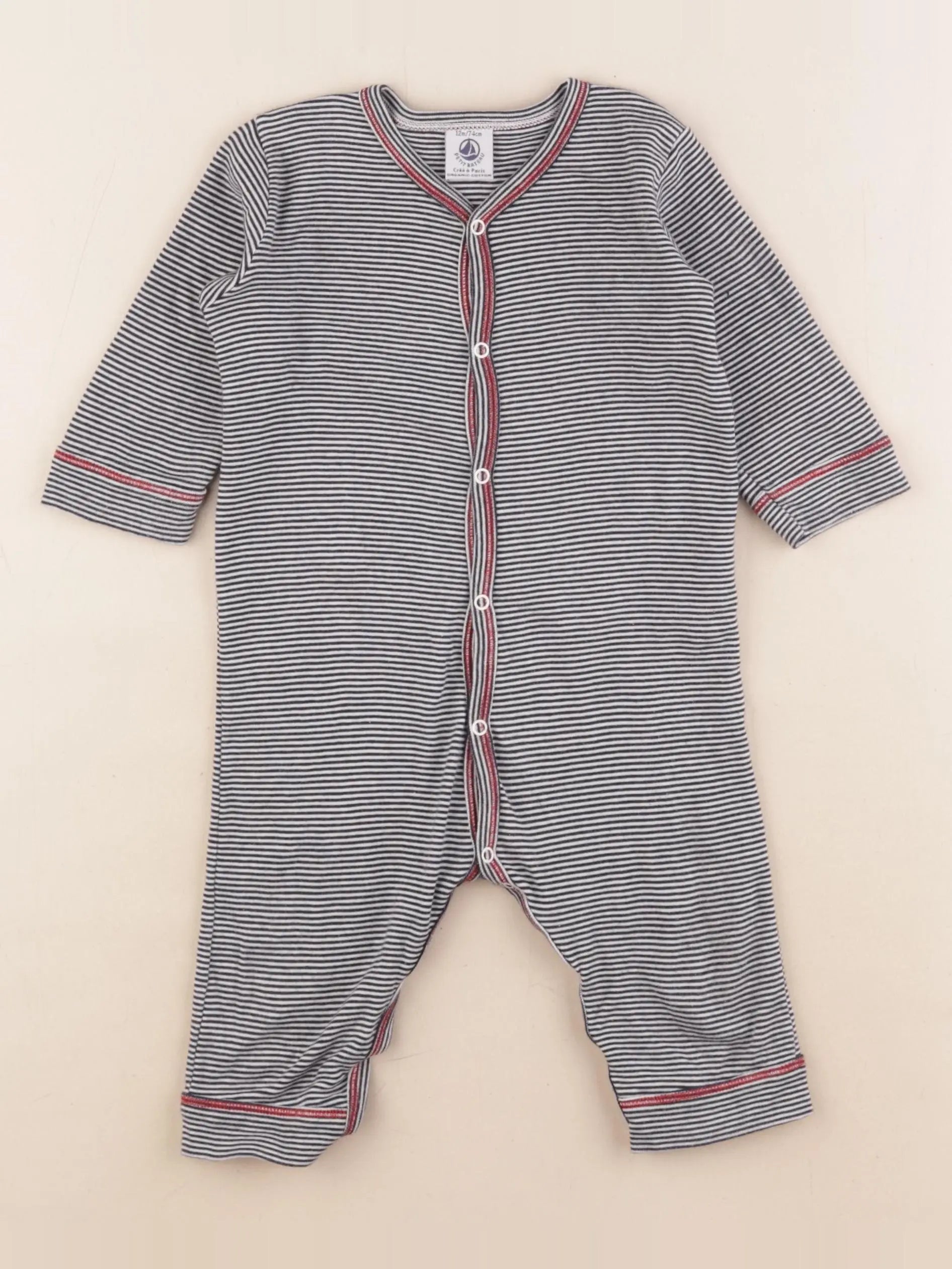 Petit Bateau - pyjama coton noir - 12 mois