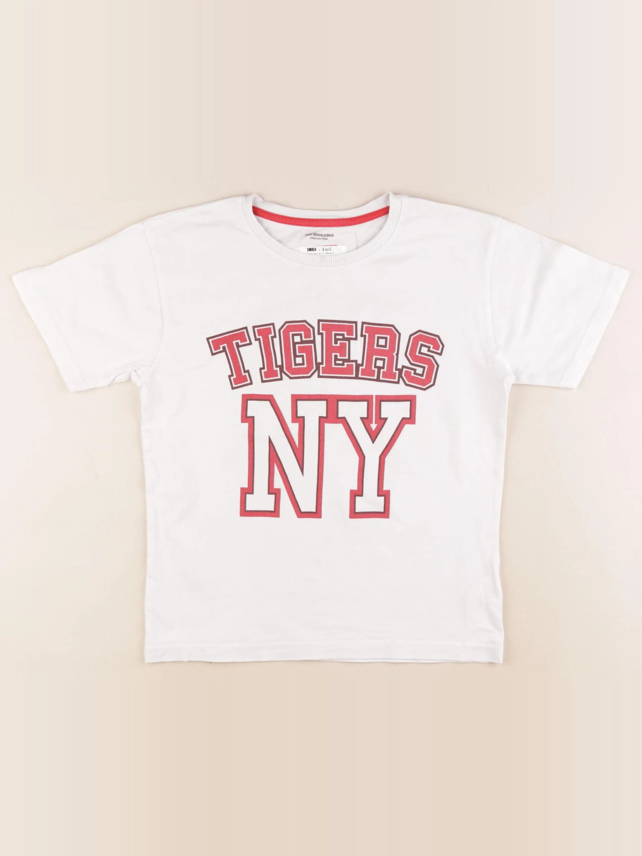 Vertbaudet - tee-shirt rouge, blanc - 10 ans